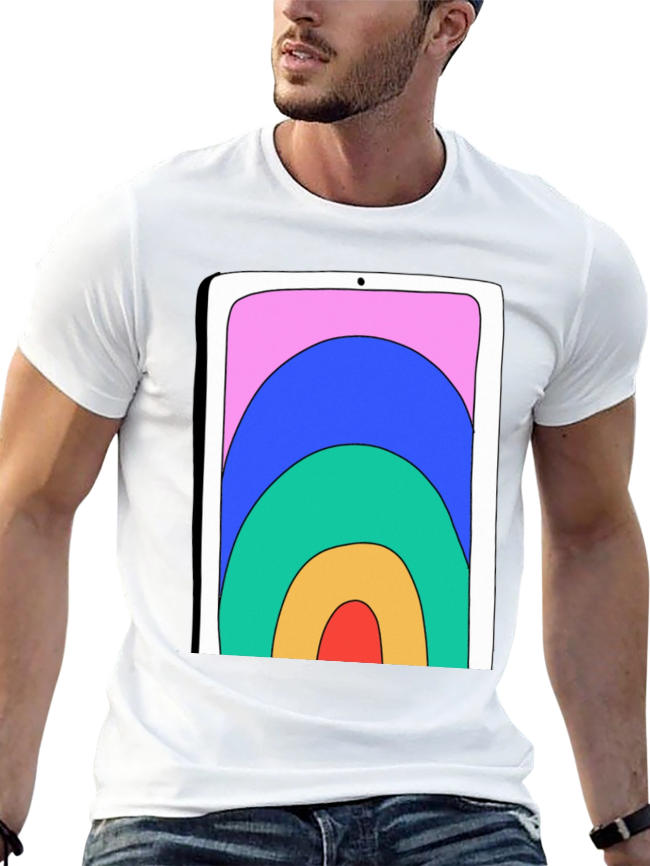 Retro Tablet Graphic Tee - Stylish Unisex Shirt