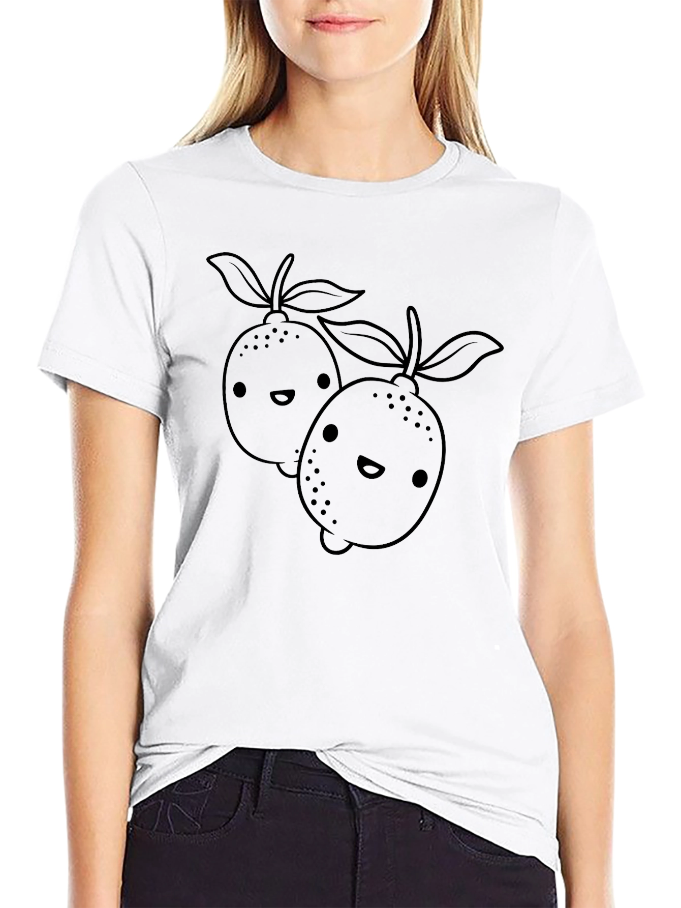 Cute Lemon Graphic Tee - Black