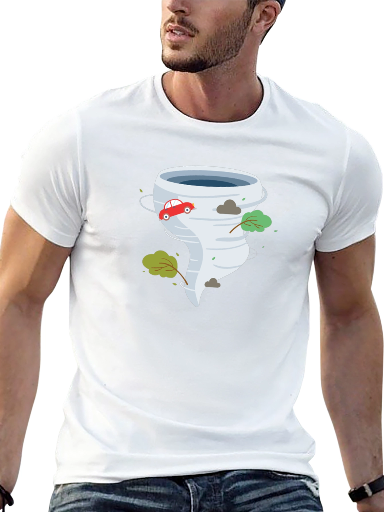 Tornado Graphic Print Black T-Shirt