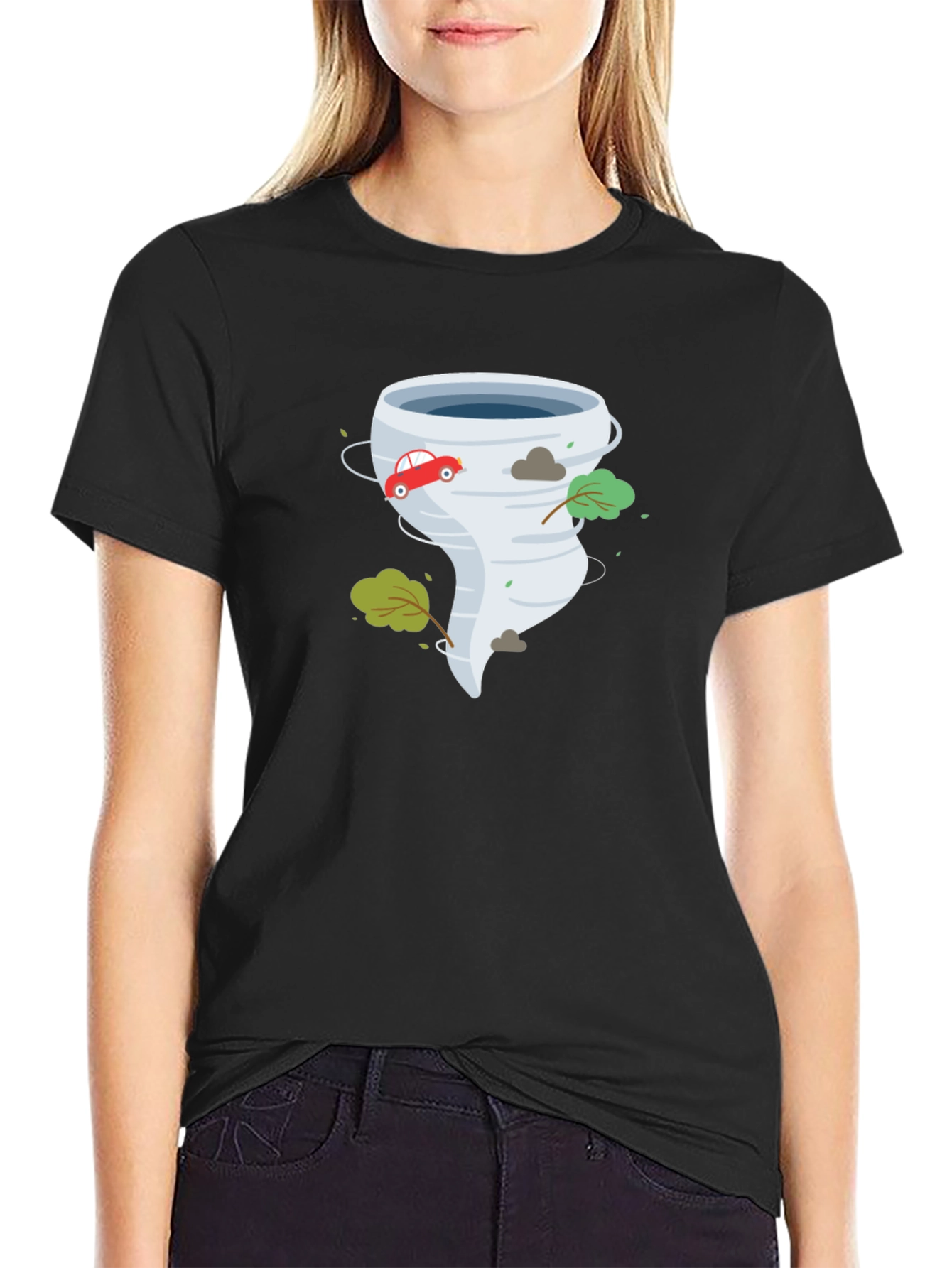 Tornado Graphic Print Black T-Shirt