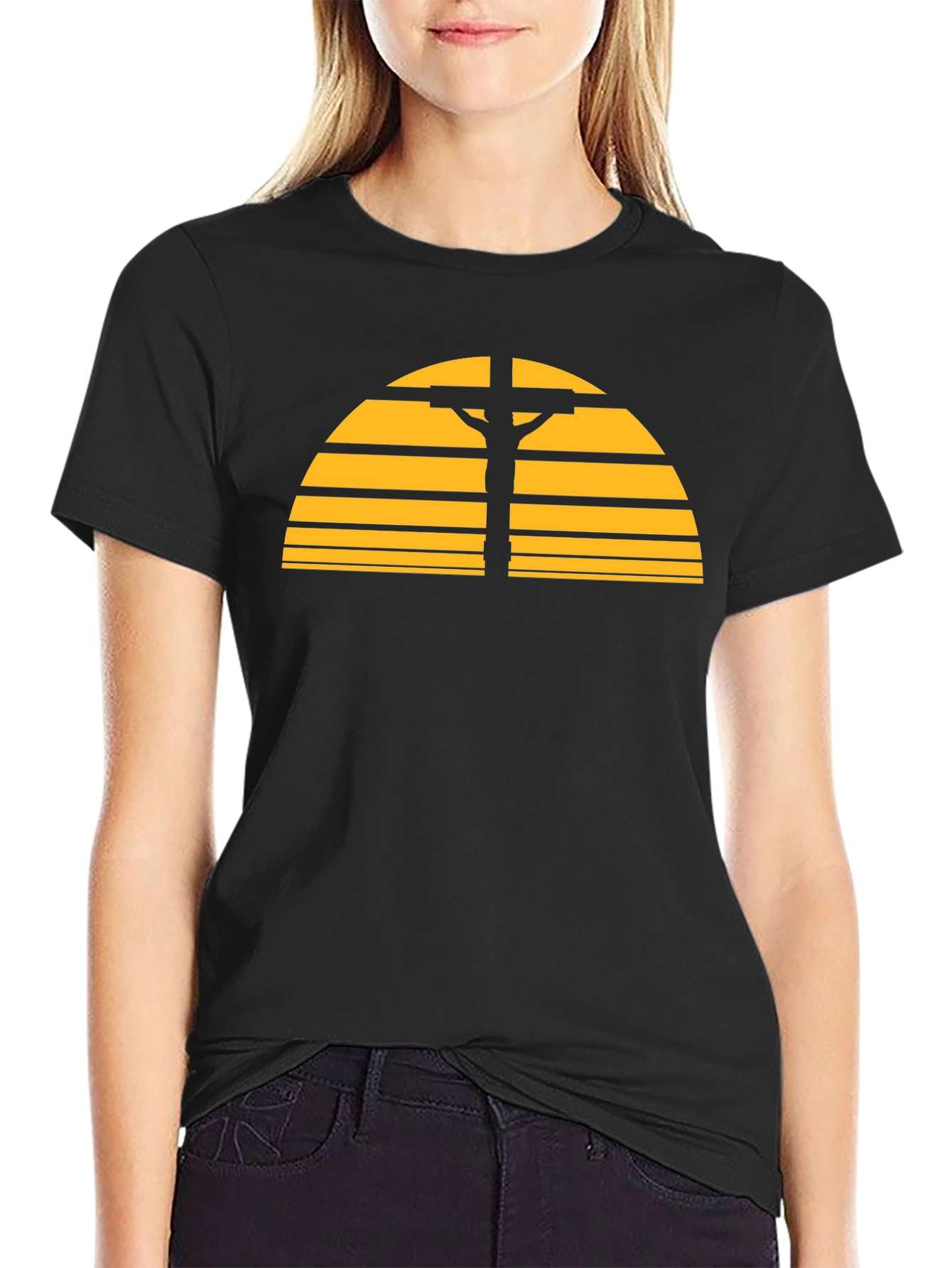 Retro Sunset Cross Graphic T-Shirt