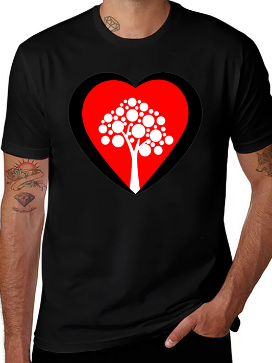 Heart Tree Graphic Tee - Black Cotton Blend Shirt