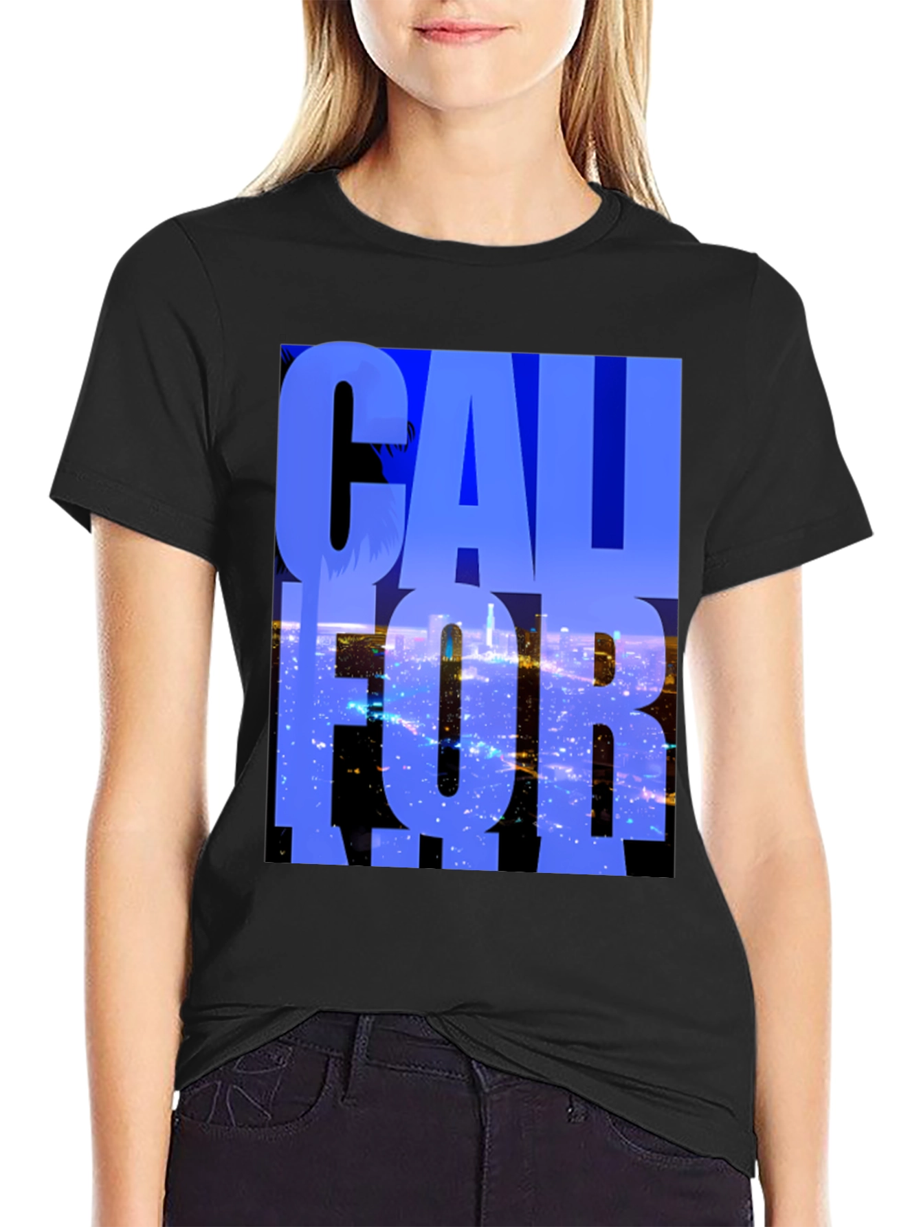 California Graphic Tee - Black Cotton Blend