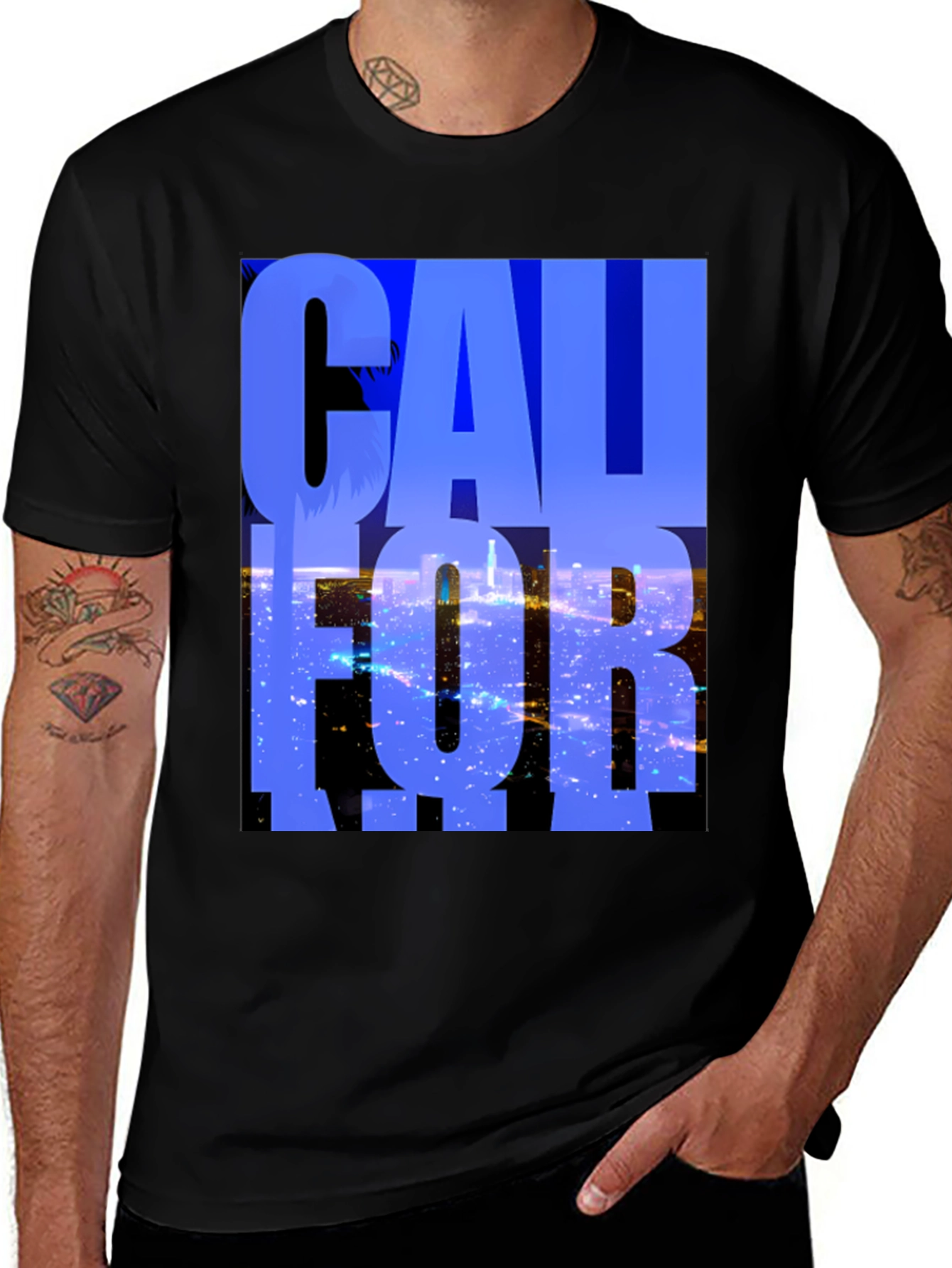 California Graphic Tee - Black Cotton Blend