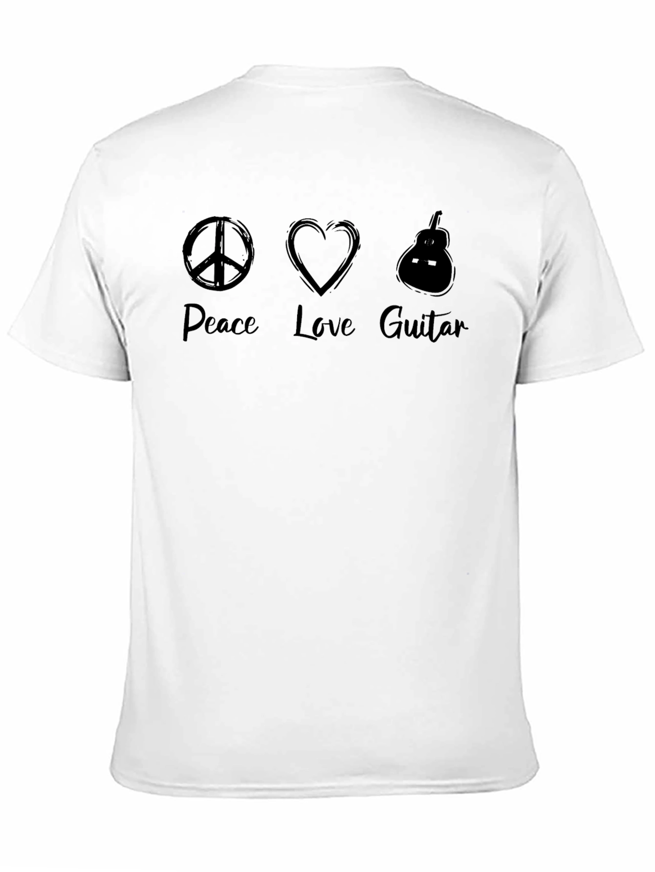 Peace Love Guitar Mens Black Graphic Tee