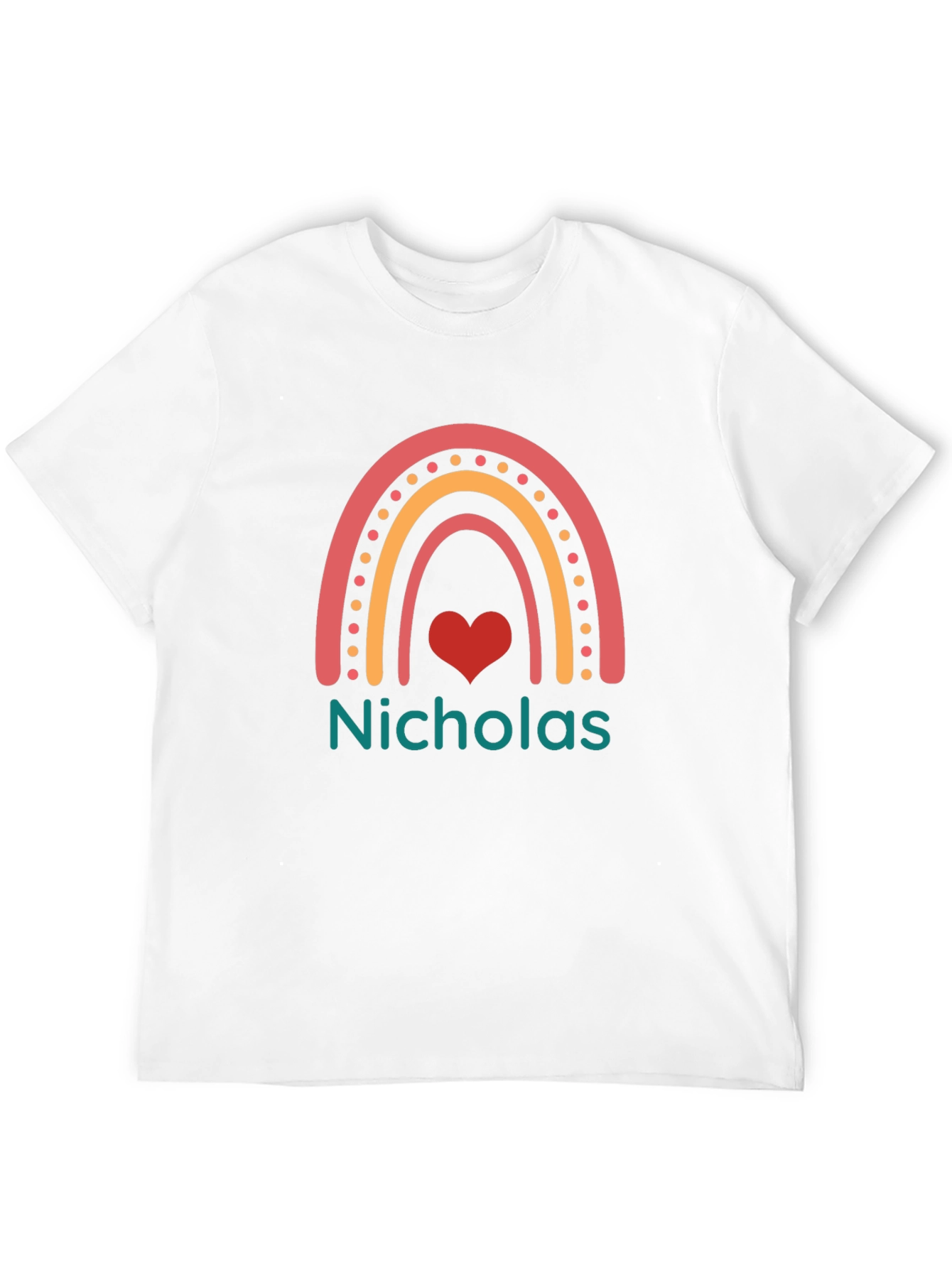 Personalized Nicholas Rainbow Heart T-Shirt