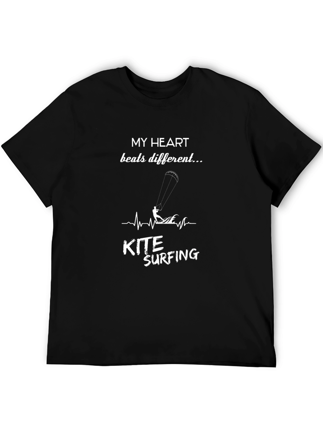 Kite Surfing Heartbeat Graphic T-Shirt