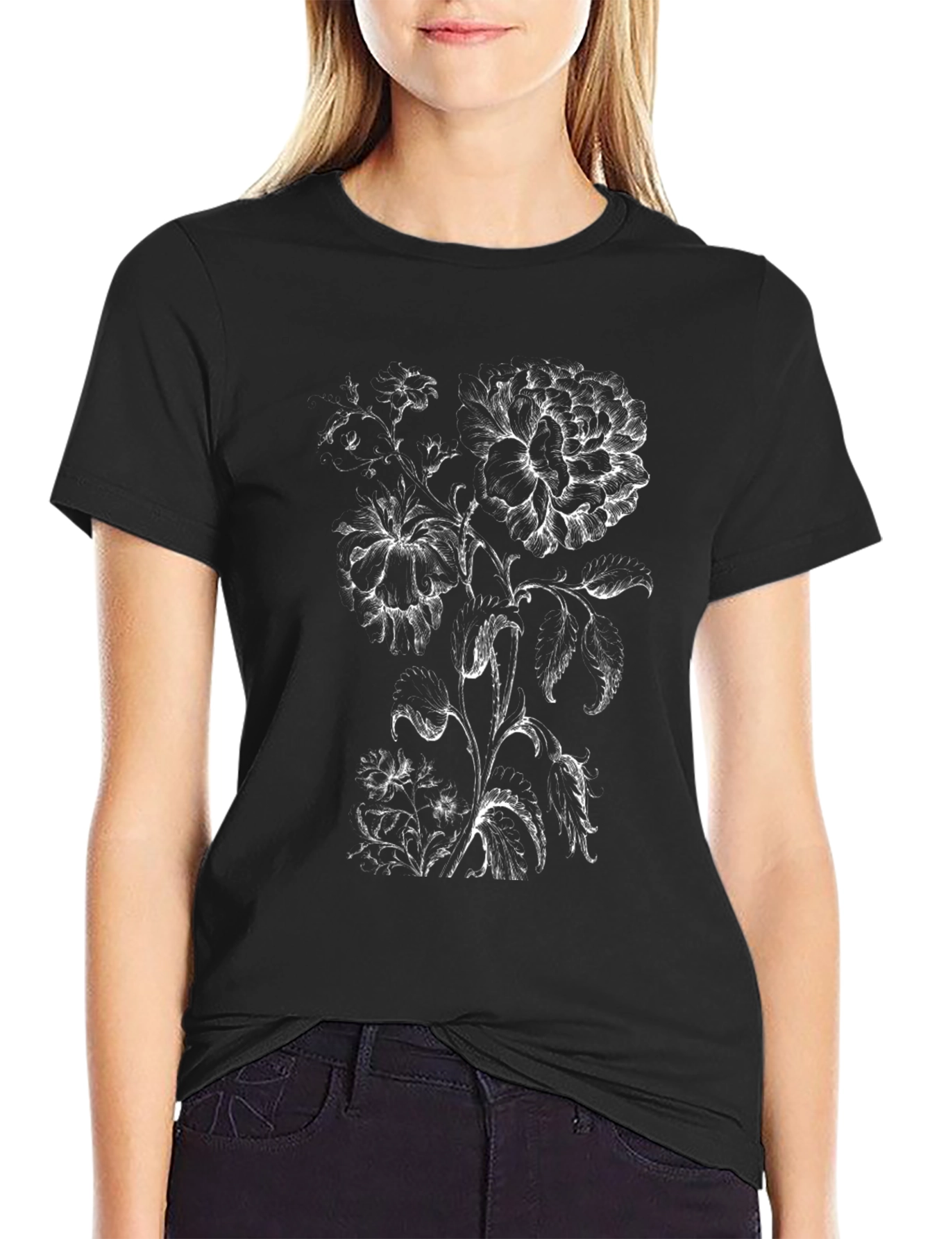 Black Floral Graphic Tee