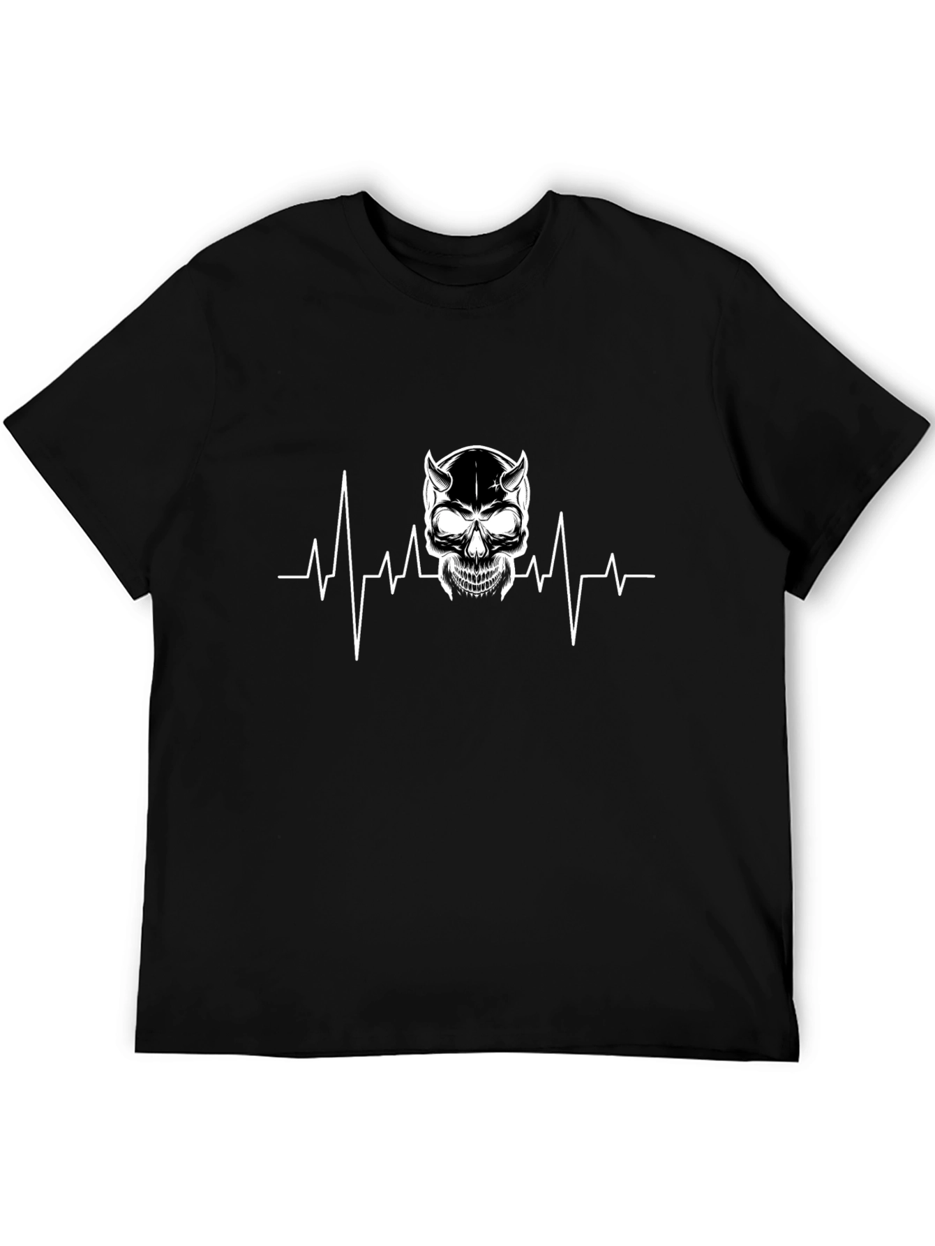 Skull Heartbeat Graphic Tee - Mens Black T-Shirt
