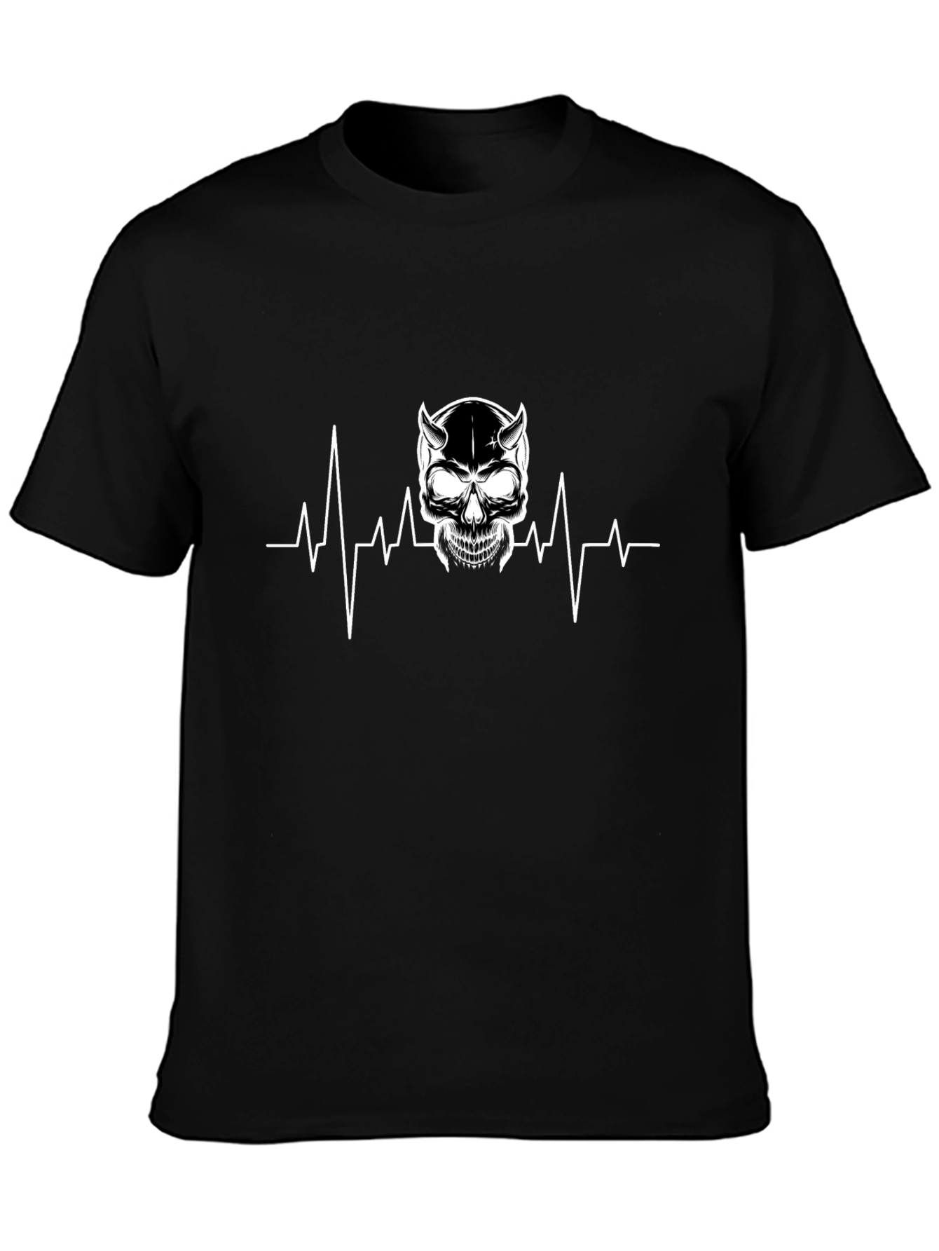 Skull Heartbeat Graphic Tee - Mens Black T-Shirt