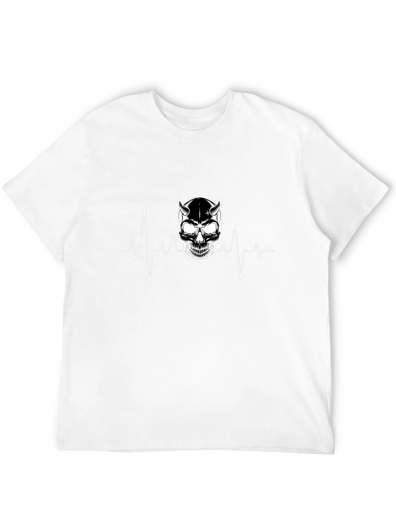Skull Heartbeat Graphic Tee - Mens Black T-Shirt