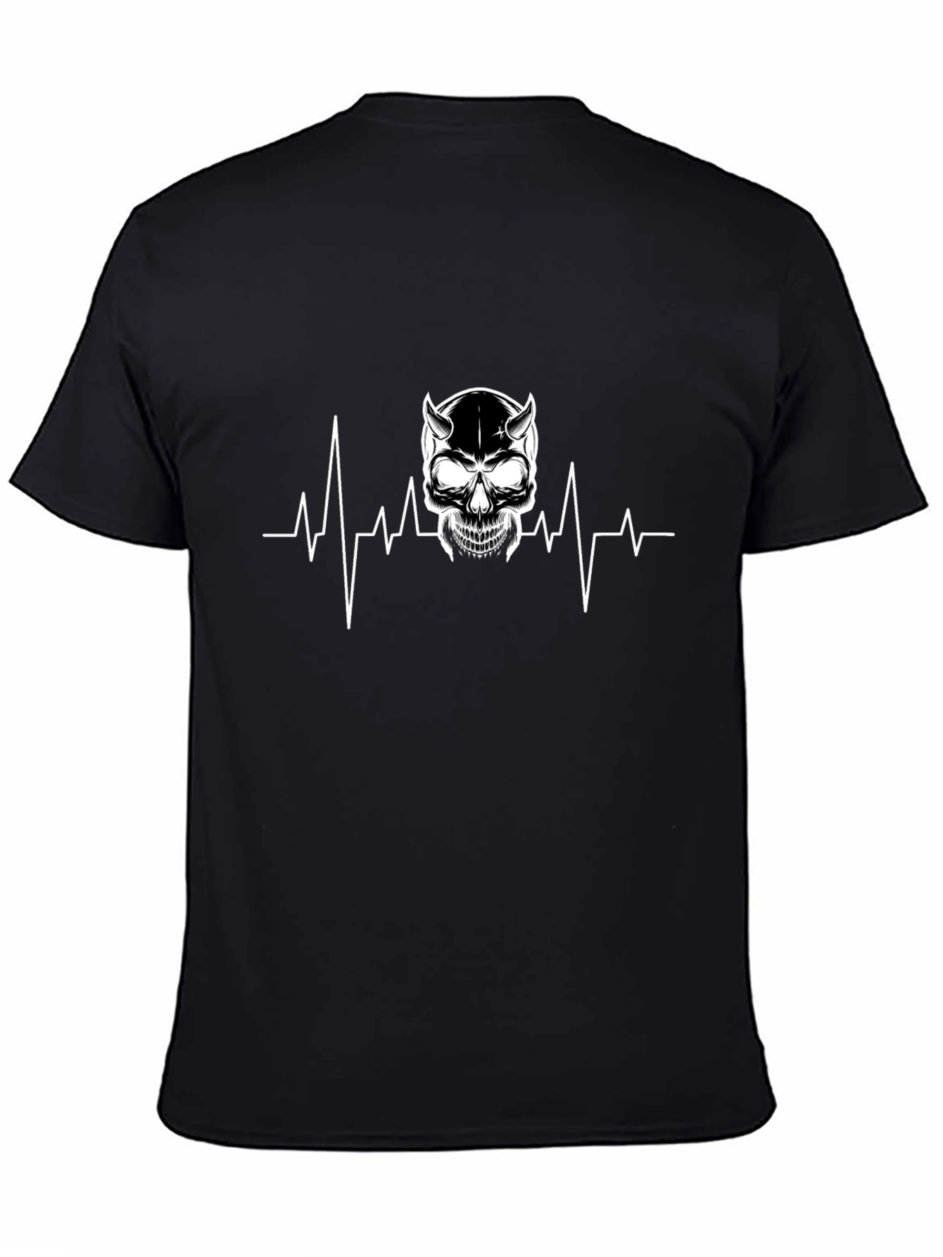 Skull Heartbeat Graphic Tee - Mens Black T-Shirt