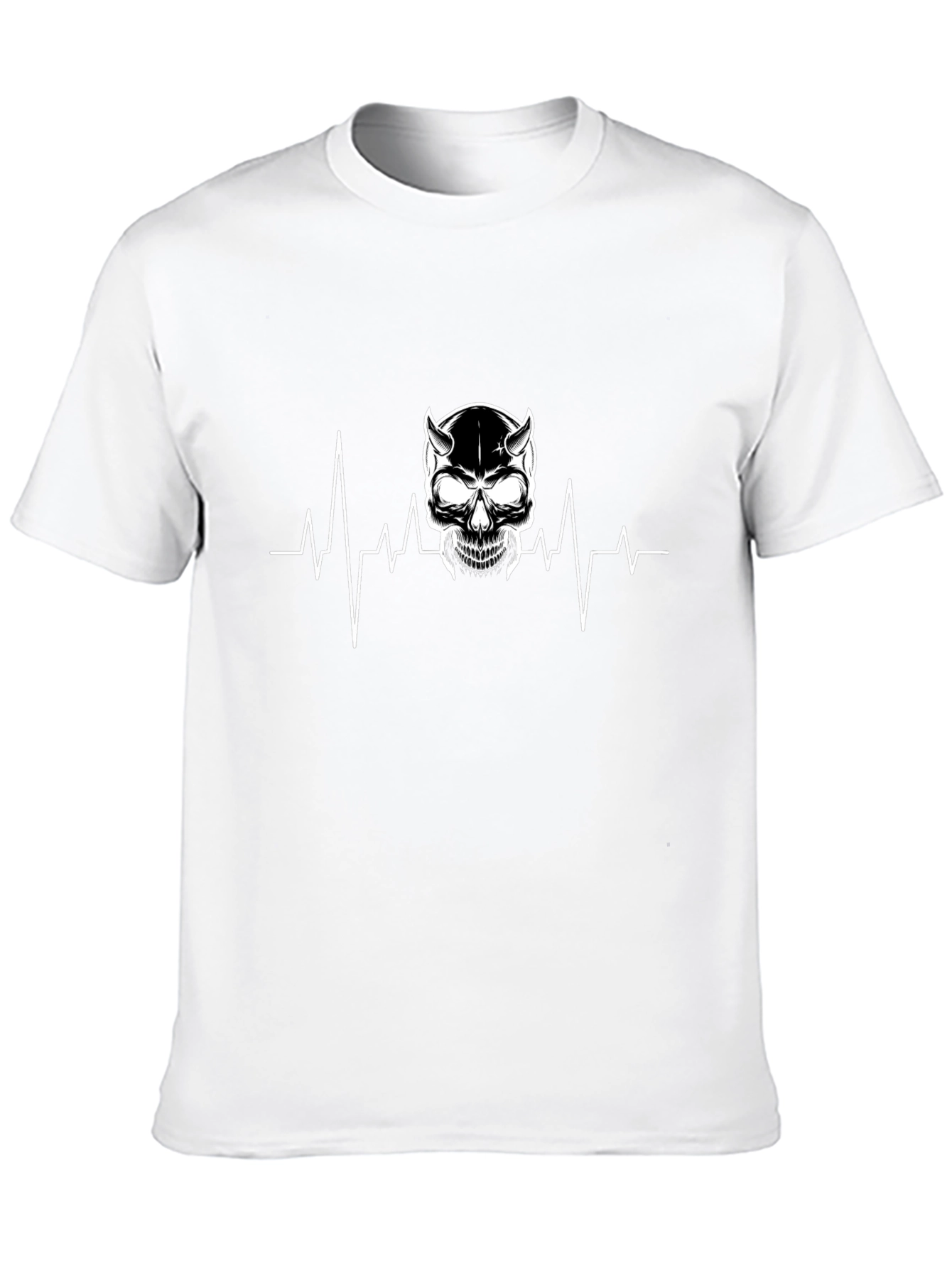 Skull Heartbeat Graphic Tee - Mens Black T-Shirt