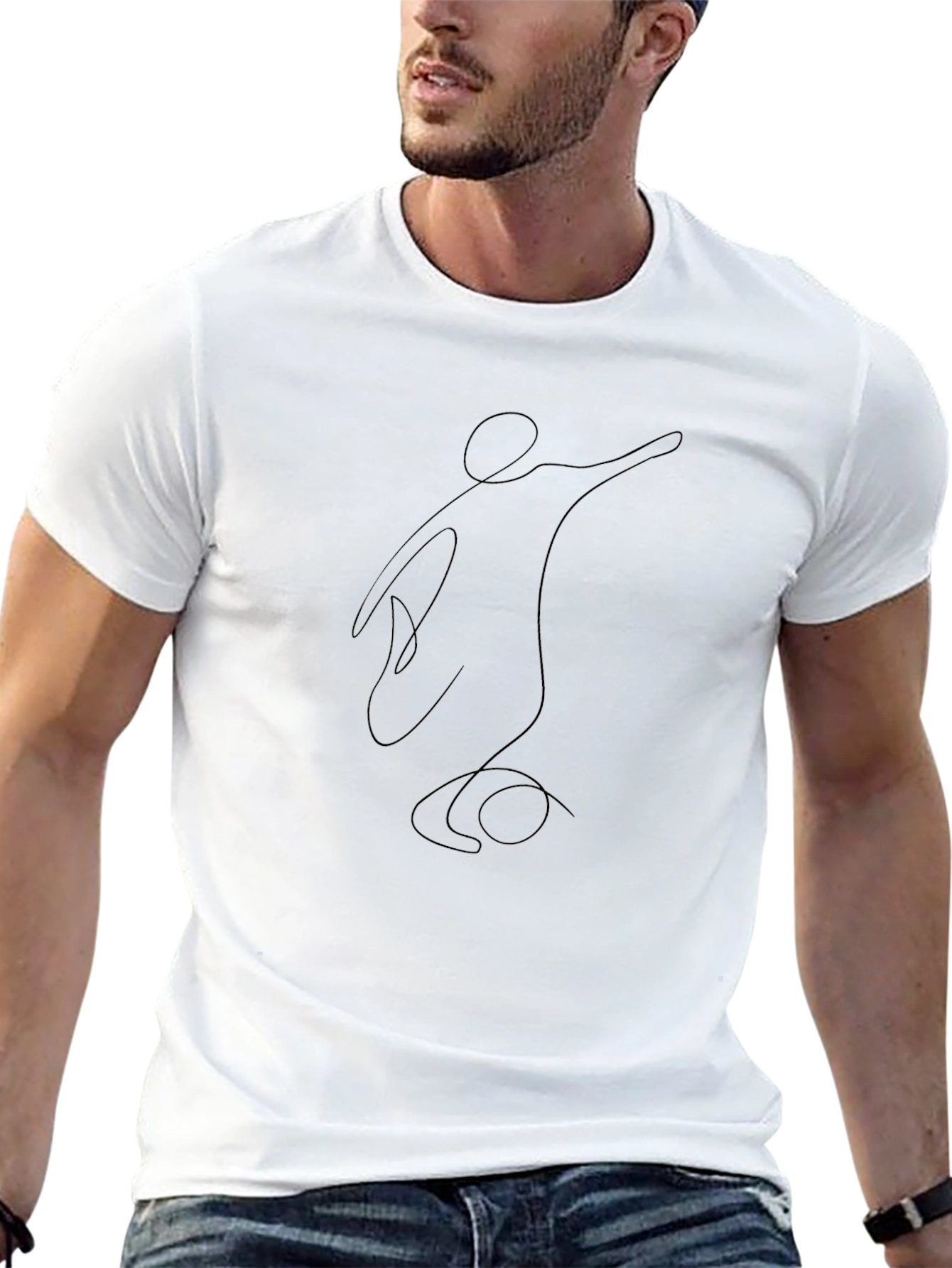 Abstract Line Art Black T-Shirt