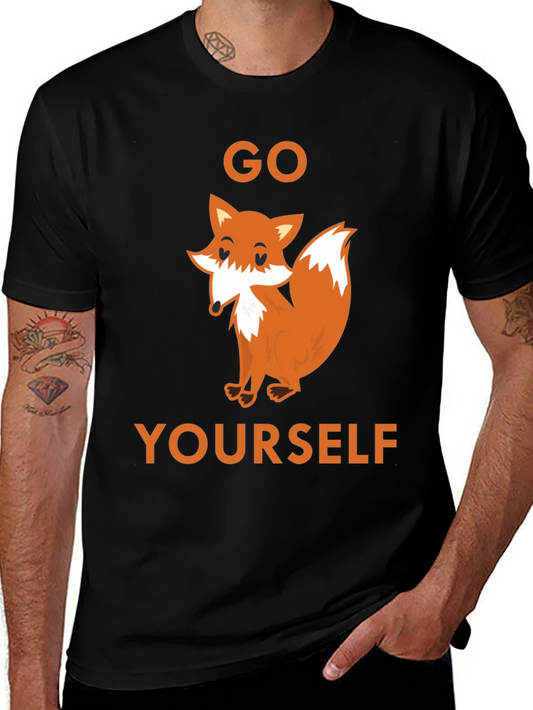 Go Fox Yourself Funny Graphic Tee - Black Cotton T-Shirt