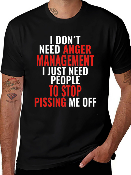 Funny Slogan Graphic Print Tee - Anger Management Humor