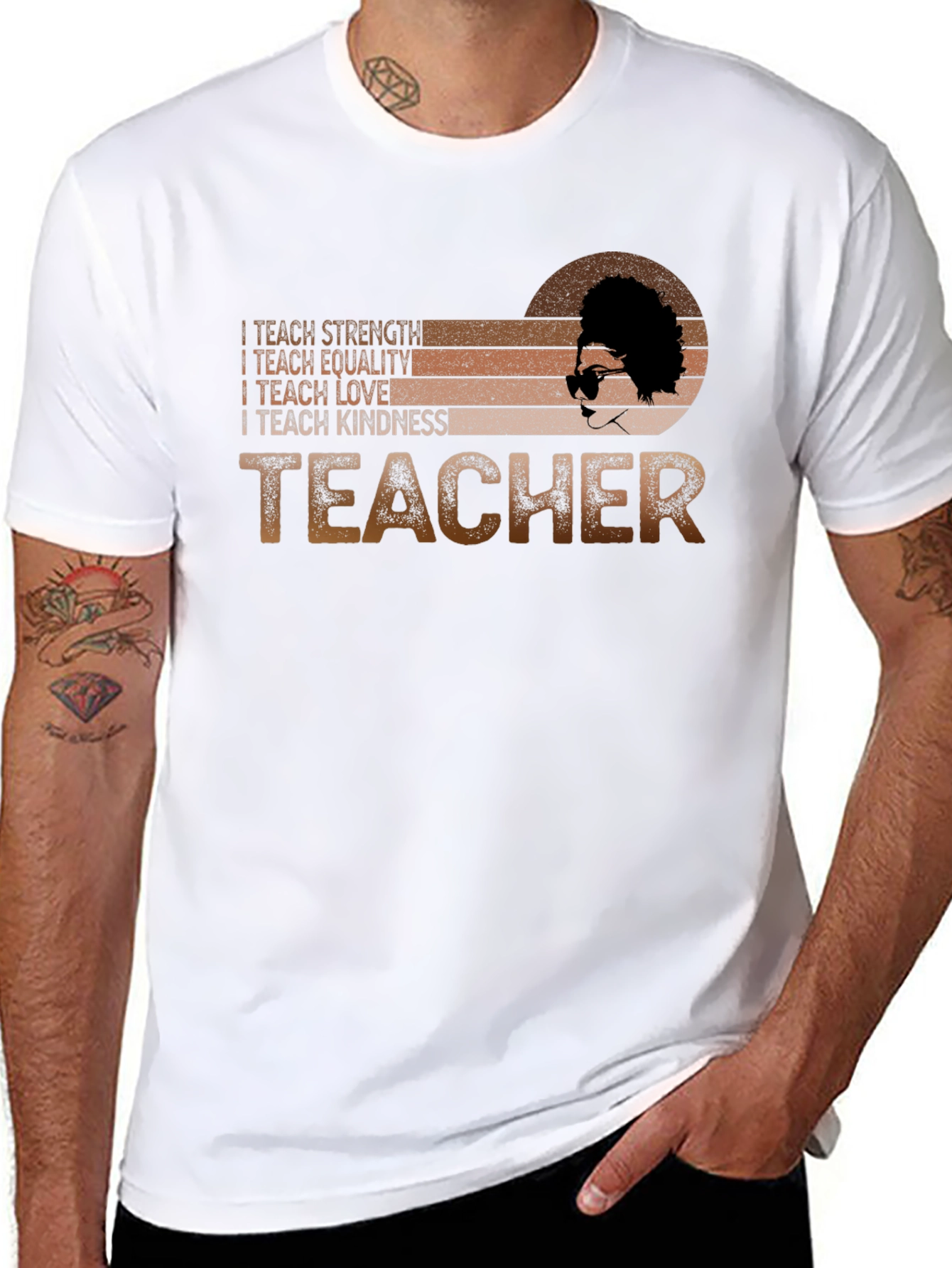 Teacher Strength Equality Love Kindness Graphic Tee