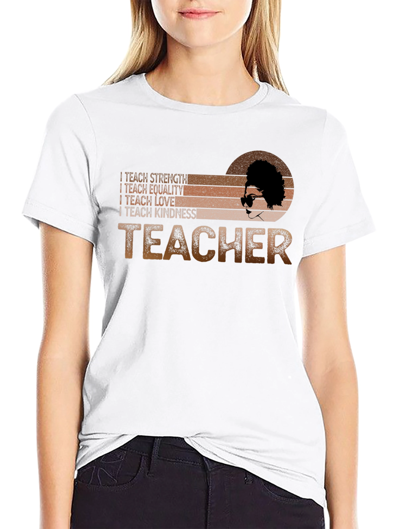 Teacher Strength Equality Love Kindness Graphic Tee