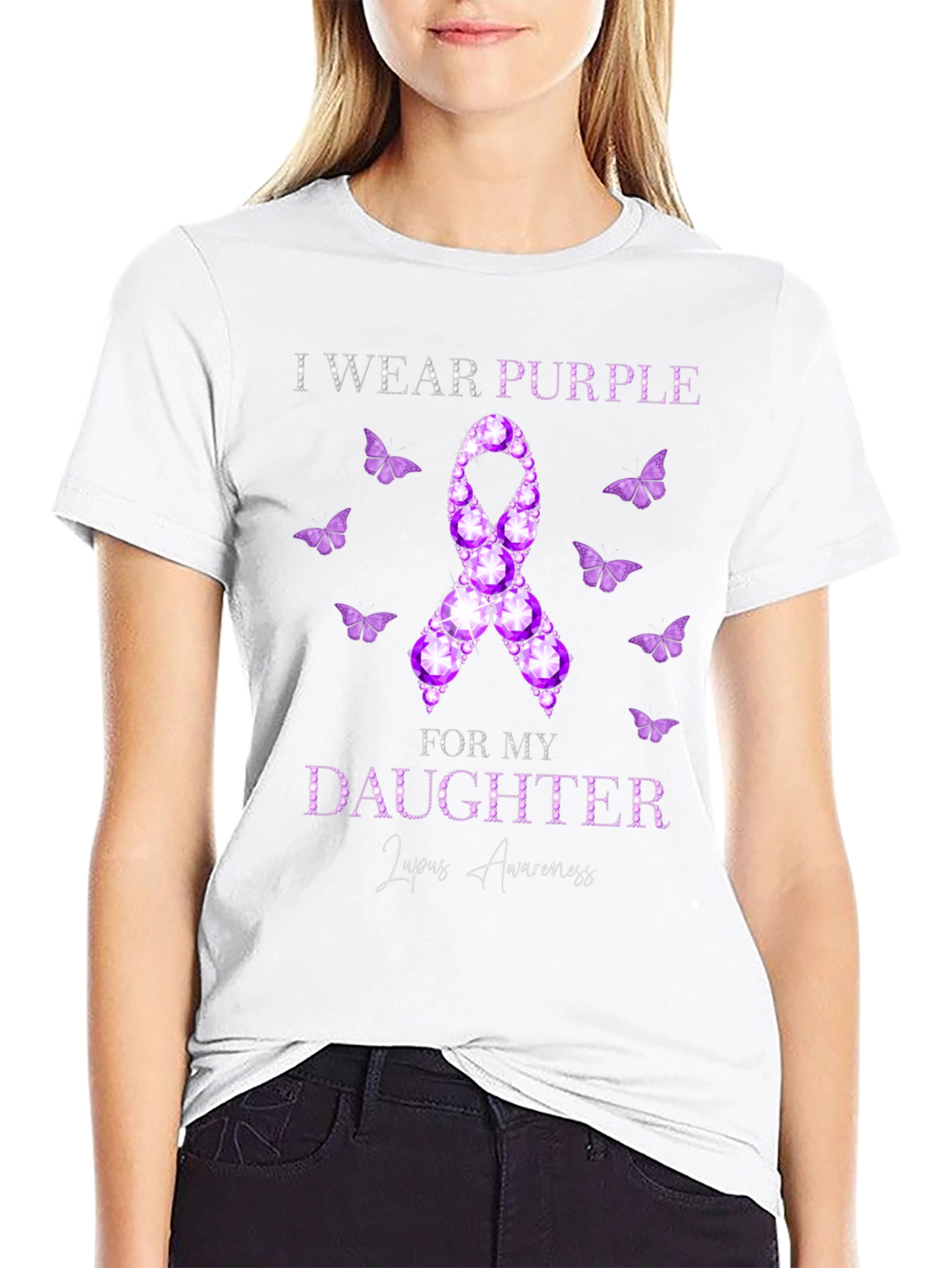 Purple Lupus Awareness Daughter T-Shirt