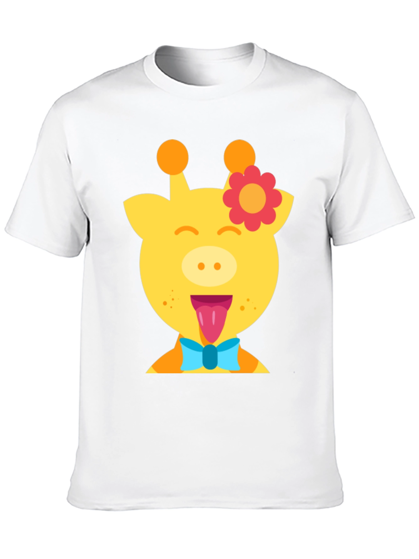 Giraffe Cartoon T-Shirt Fun Graphic Tee Mens Casual Top