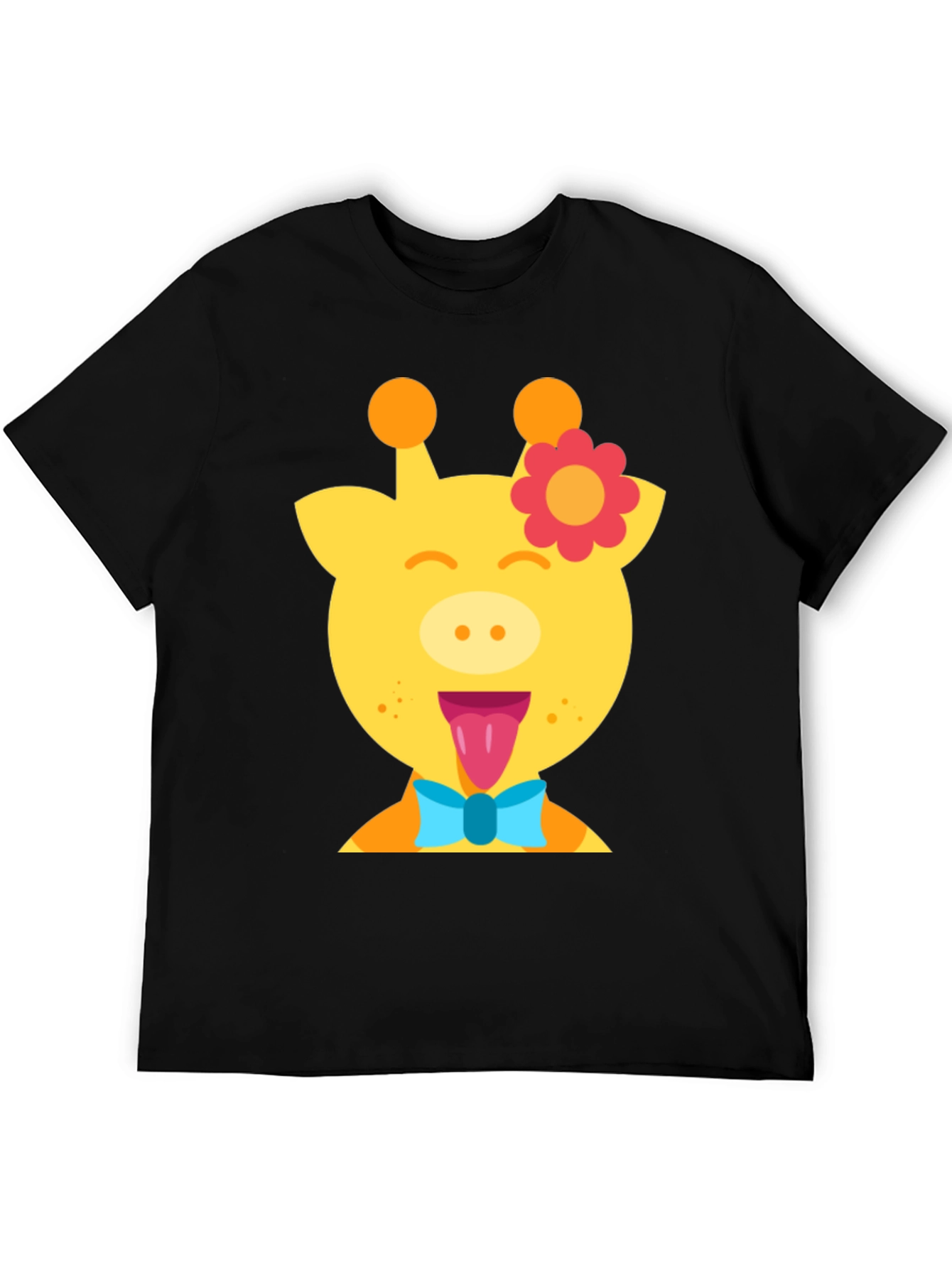 Giraffe Cartoon T-Shirt Fun Graphic Tee Mens Casual Top