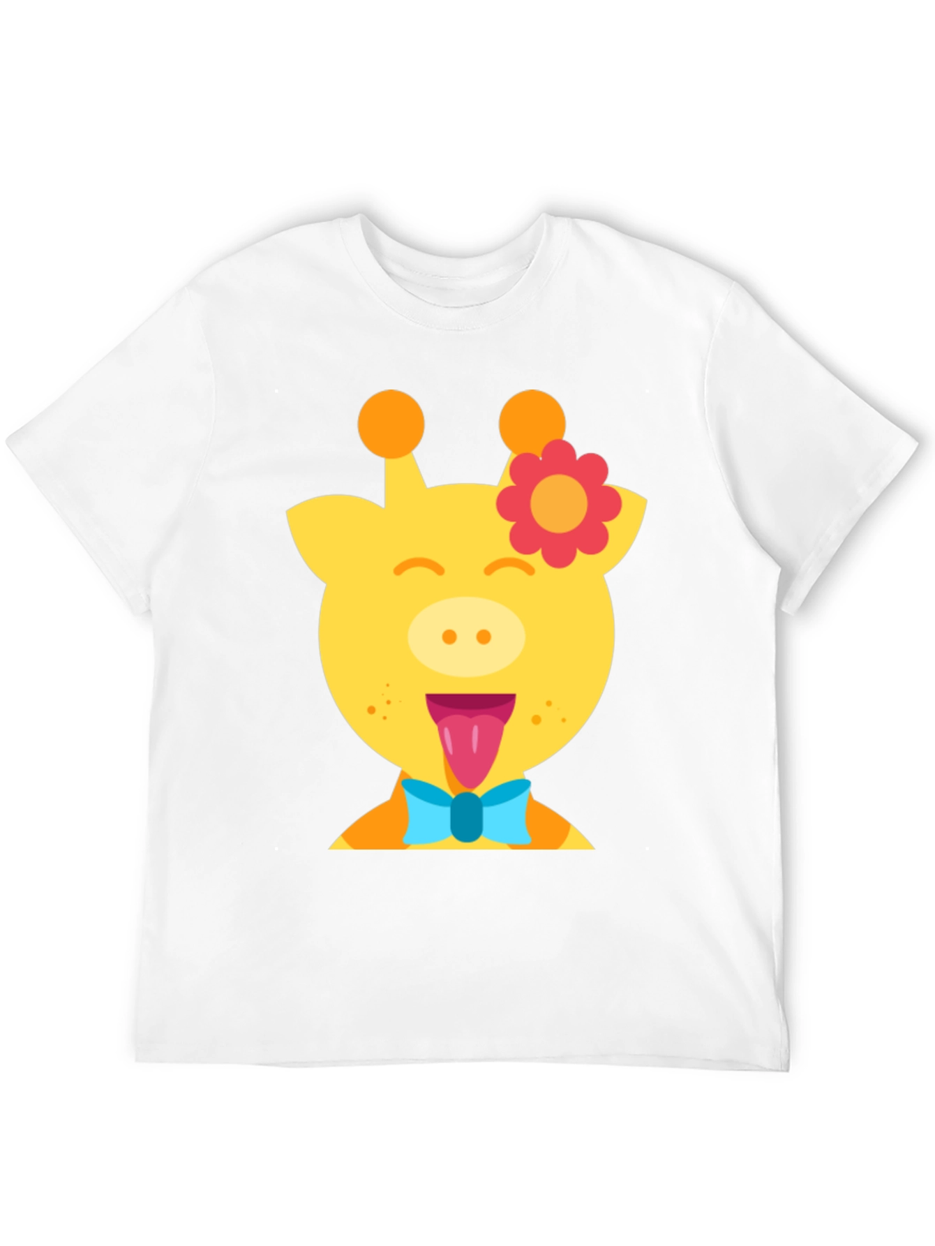 Giraffe Cartoon T-Shirt Fun Graphic Tee Mens Casual Top