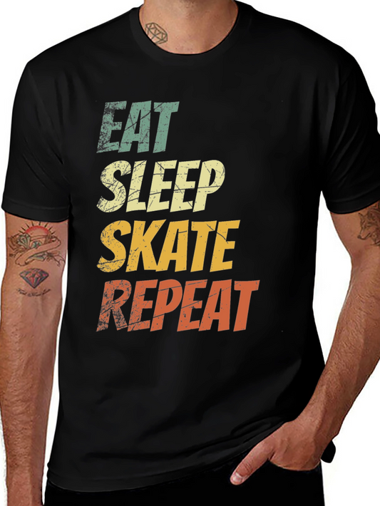 Eat Sleep Skate Repeat T-Shirt - Retro Style Skater Tee