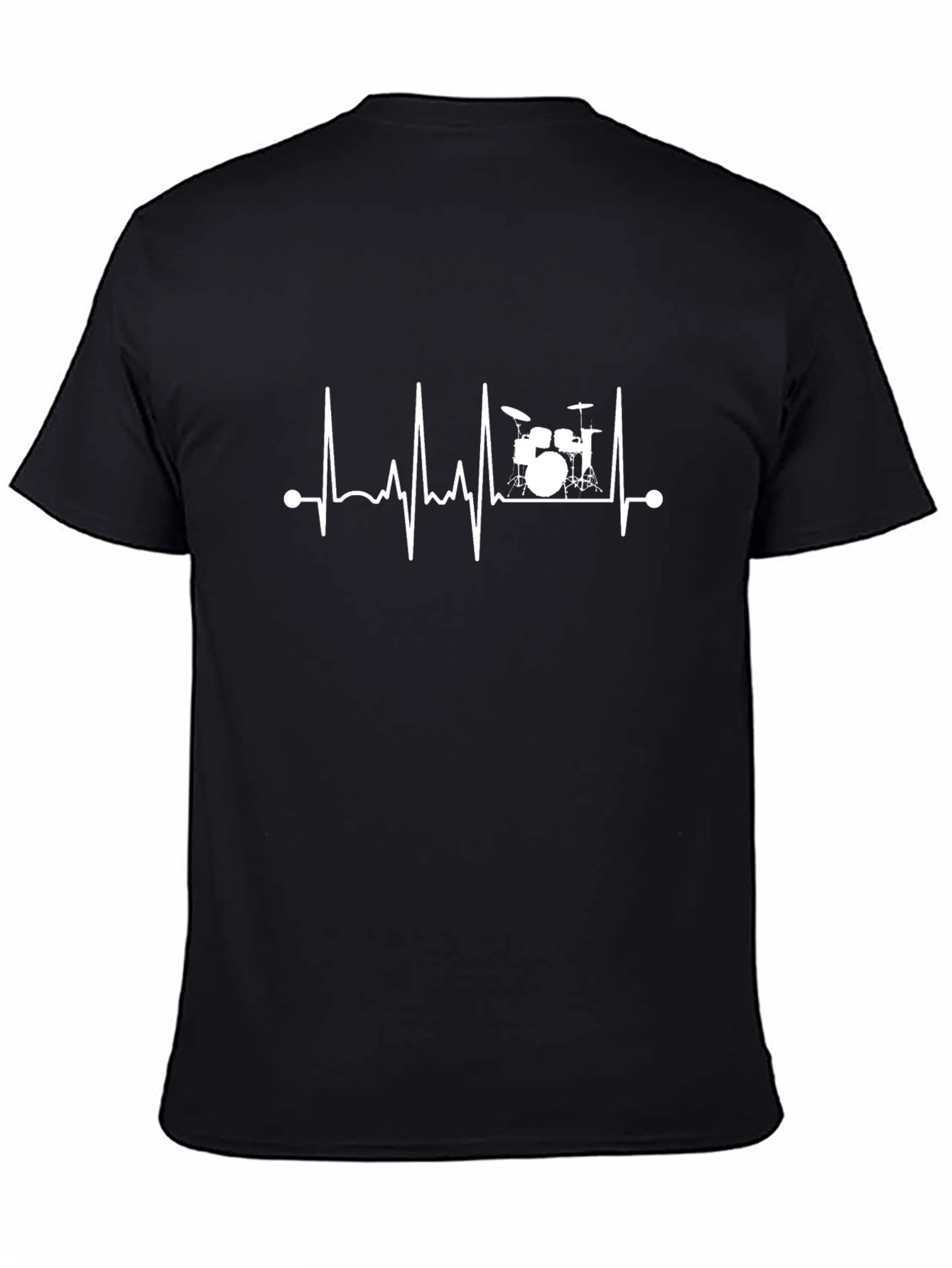 Drum Heartbeat Graphic Tee - Black Cotton T-Shirt
