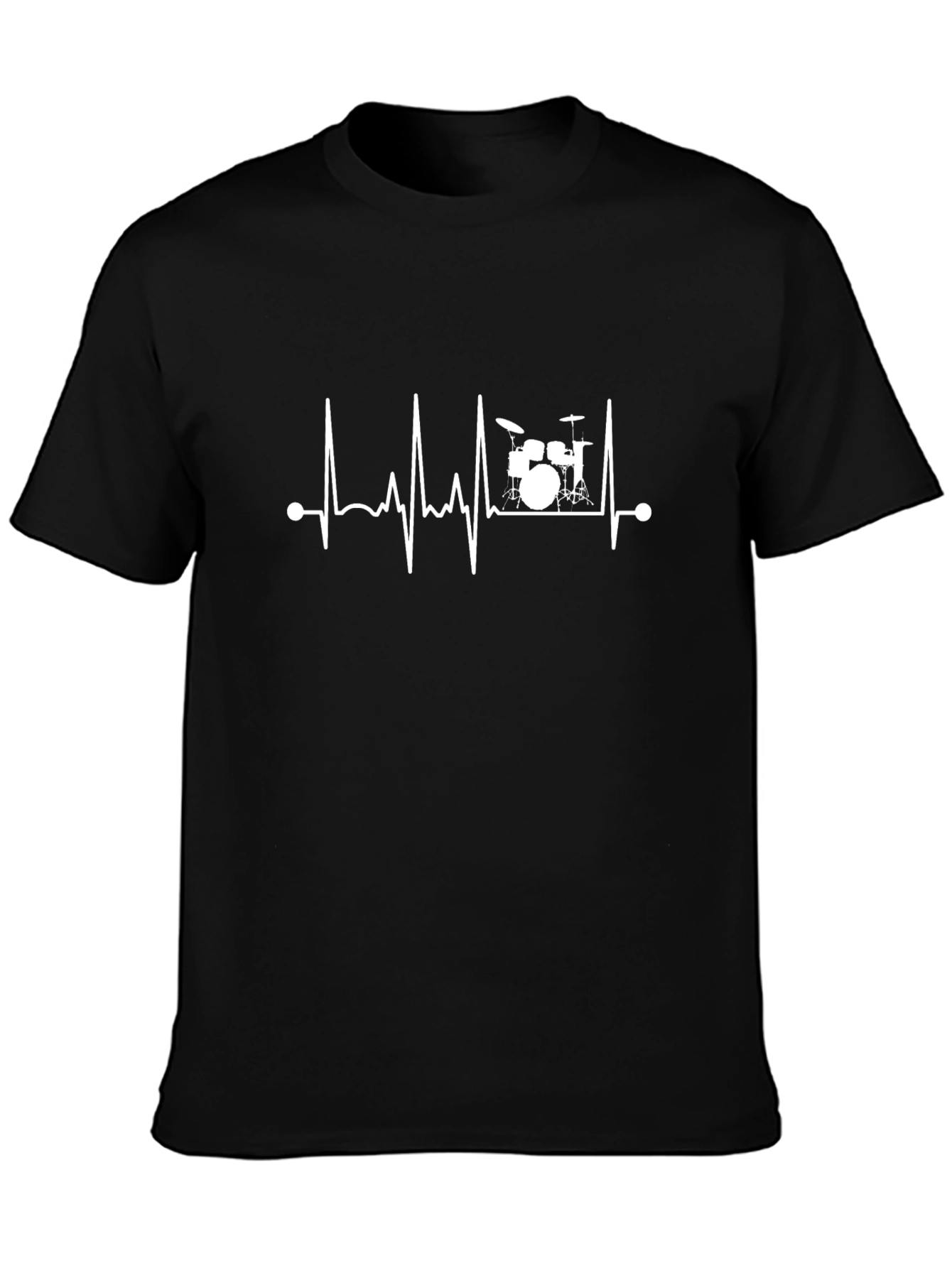 Drum Heartbeat Graphic Tee - Black Cotton T-Shirt