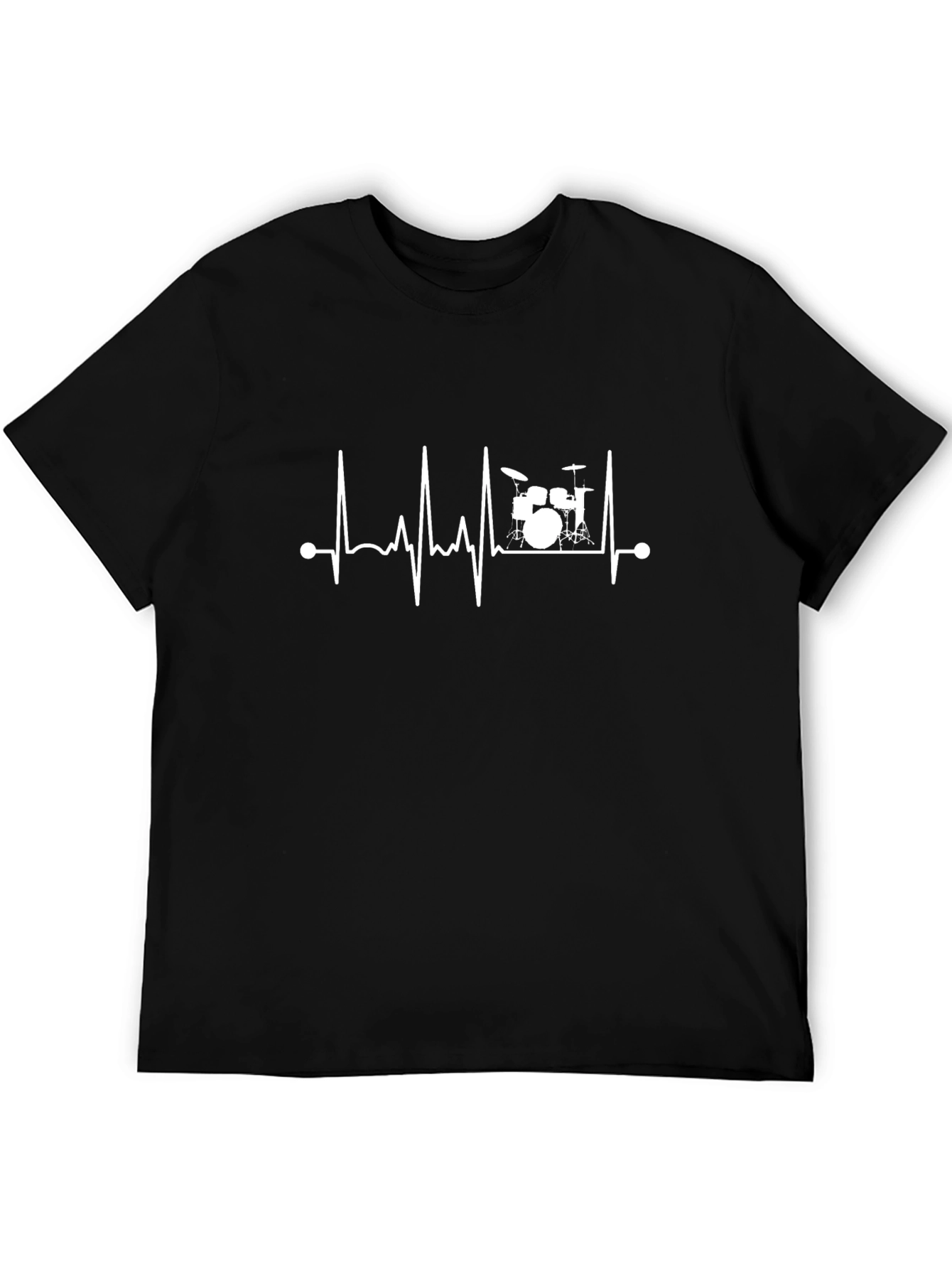 Drum Heartbeat Graphic Tee - Black Cotton T-Shirt