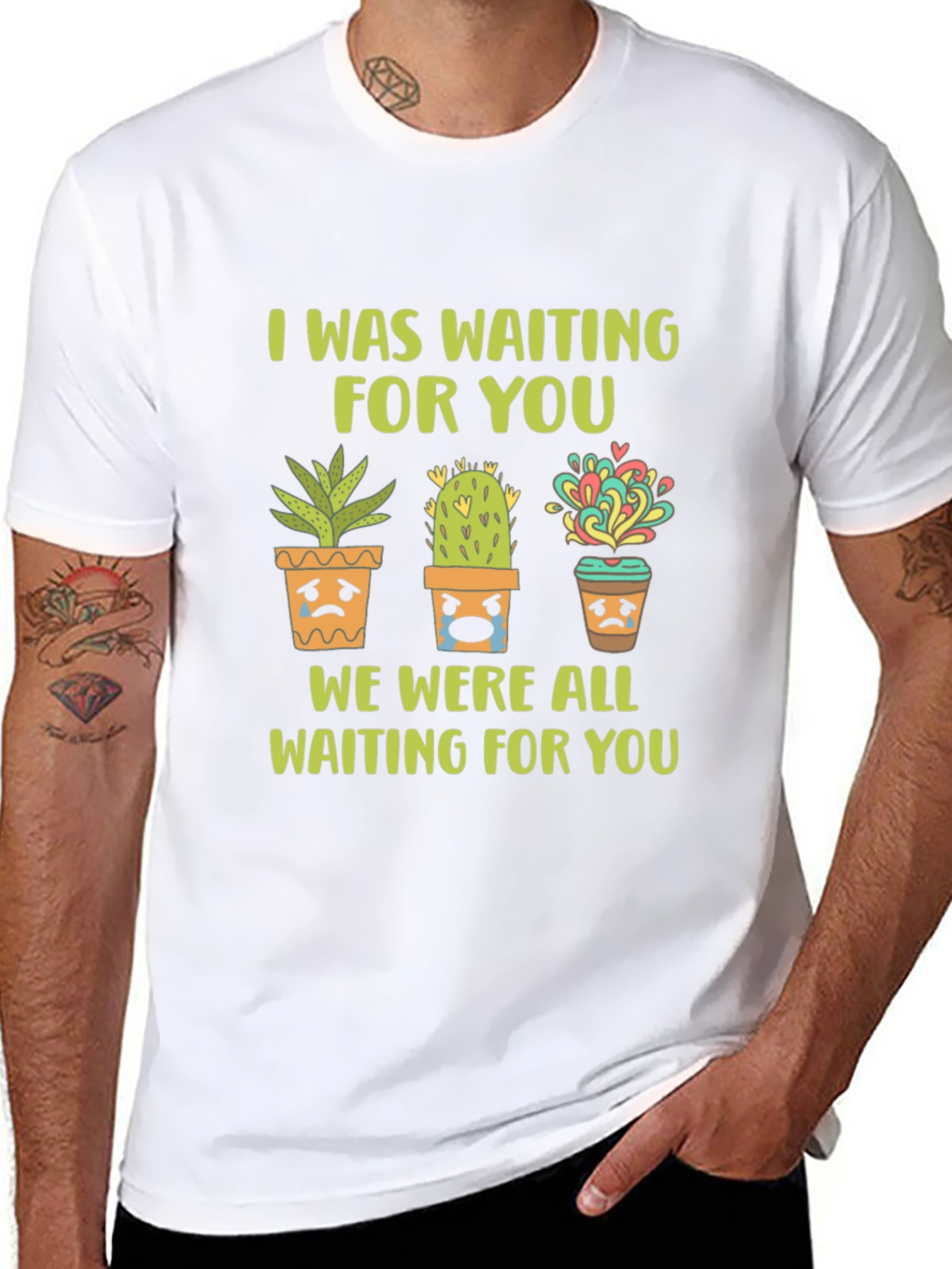 Sad Potted Plants Graphic Tee - Unisex Black T-Shirt
