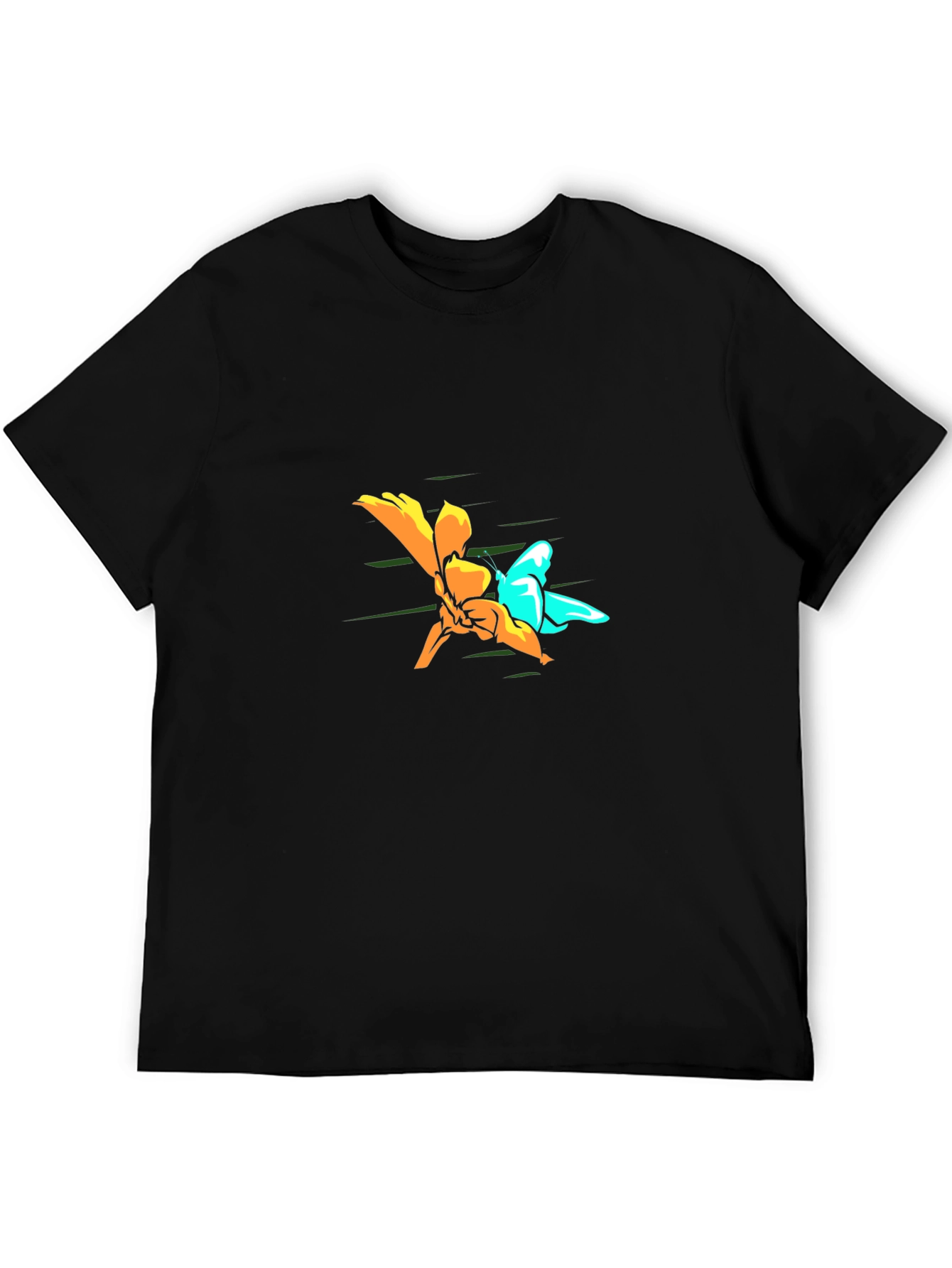 Butterfly and Flower Graphic Tee - Black