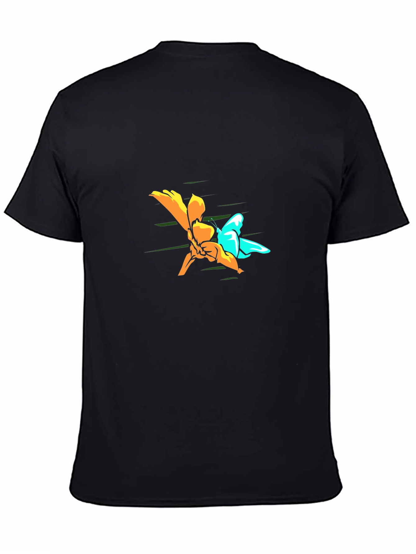 Butterfly and Flower Graphic Tee - Black