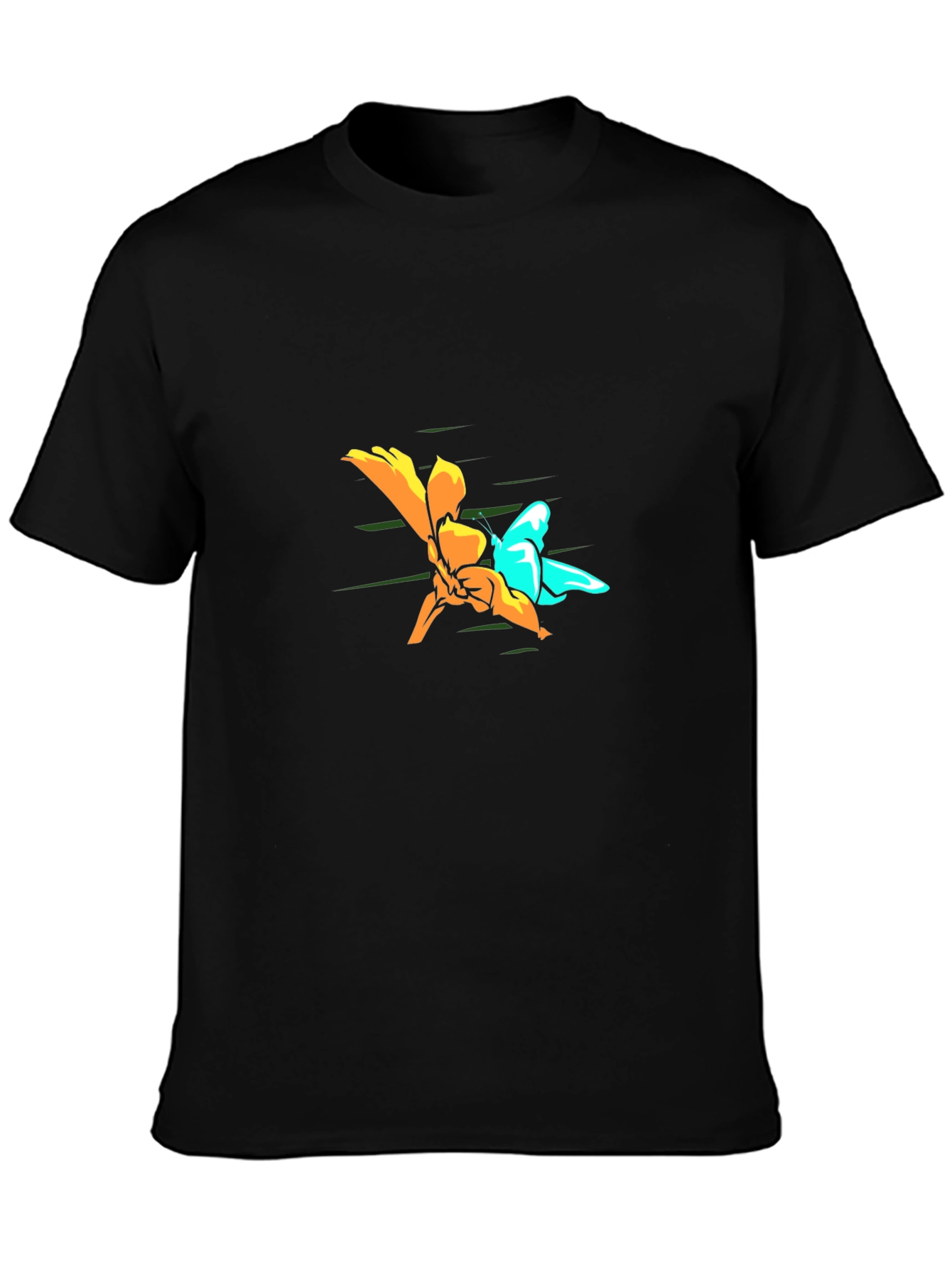 Butterfly and Flower Graphic Tee - Black