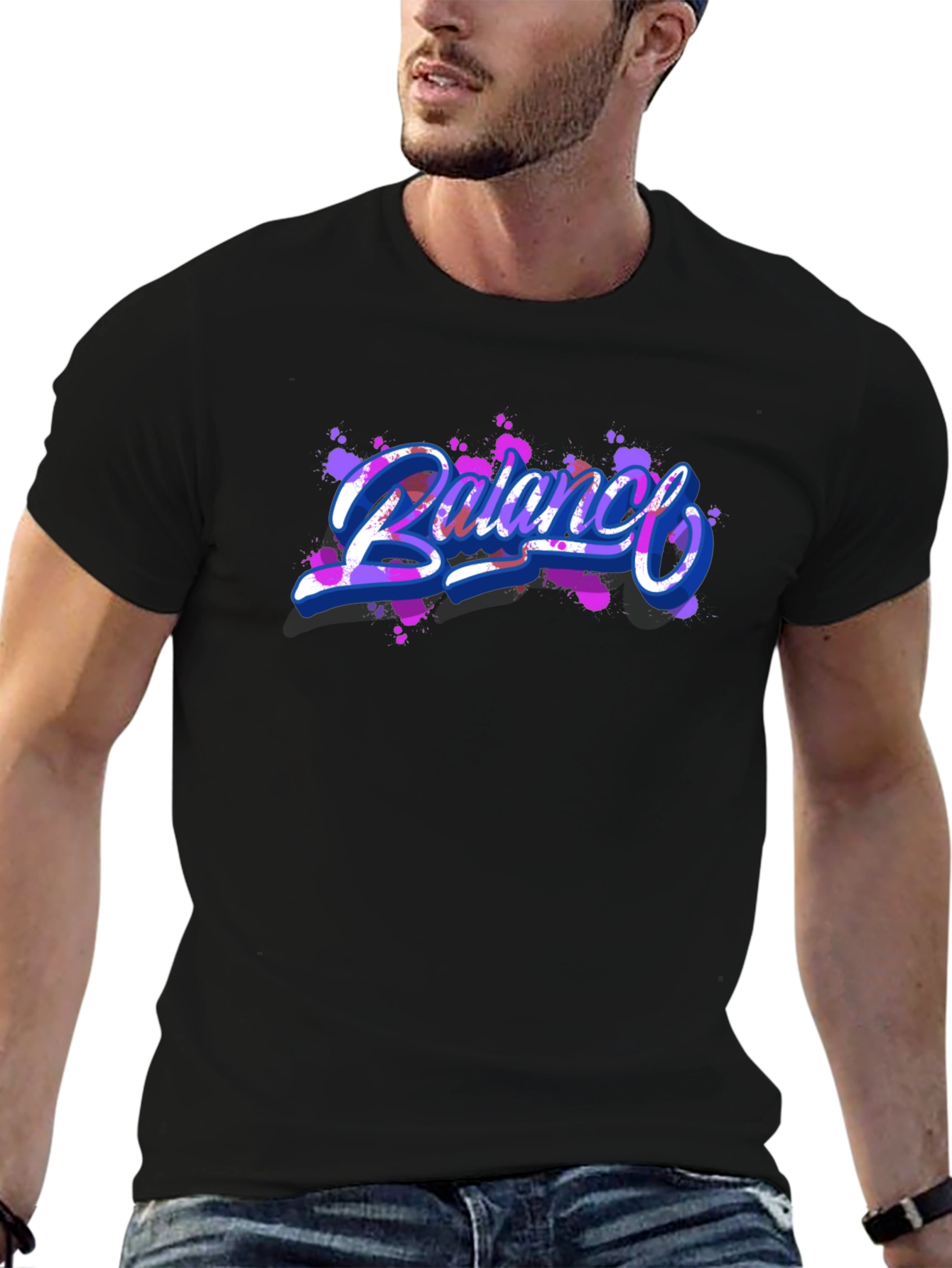 Balance Graphic Print Black T-Shirt