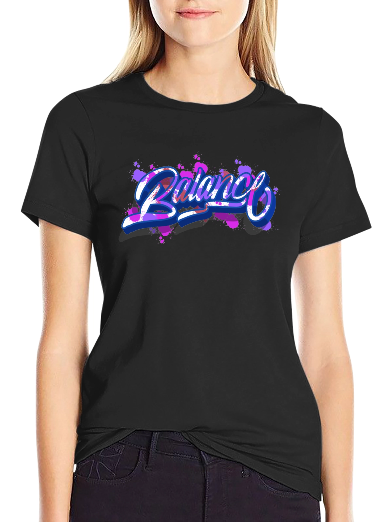Balance Graphic Print Black T-Shirt