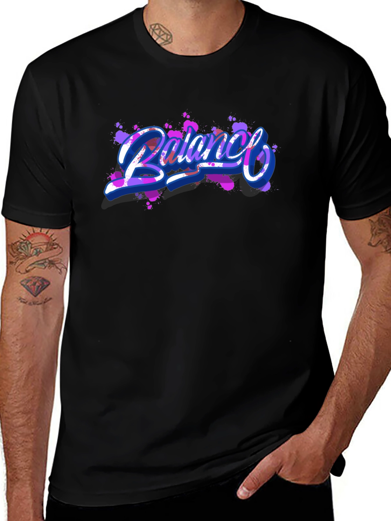 Balance Graphic Print Black T-Shirt