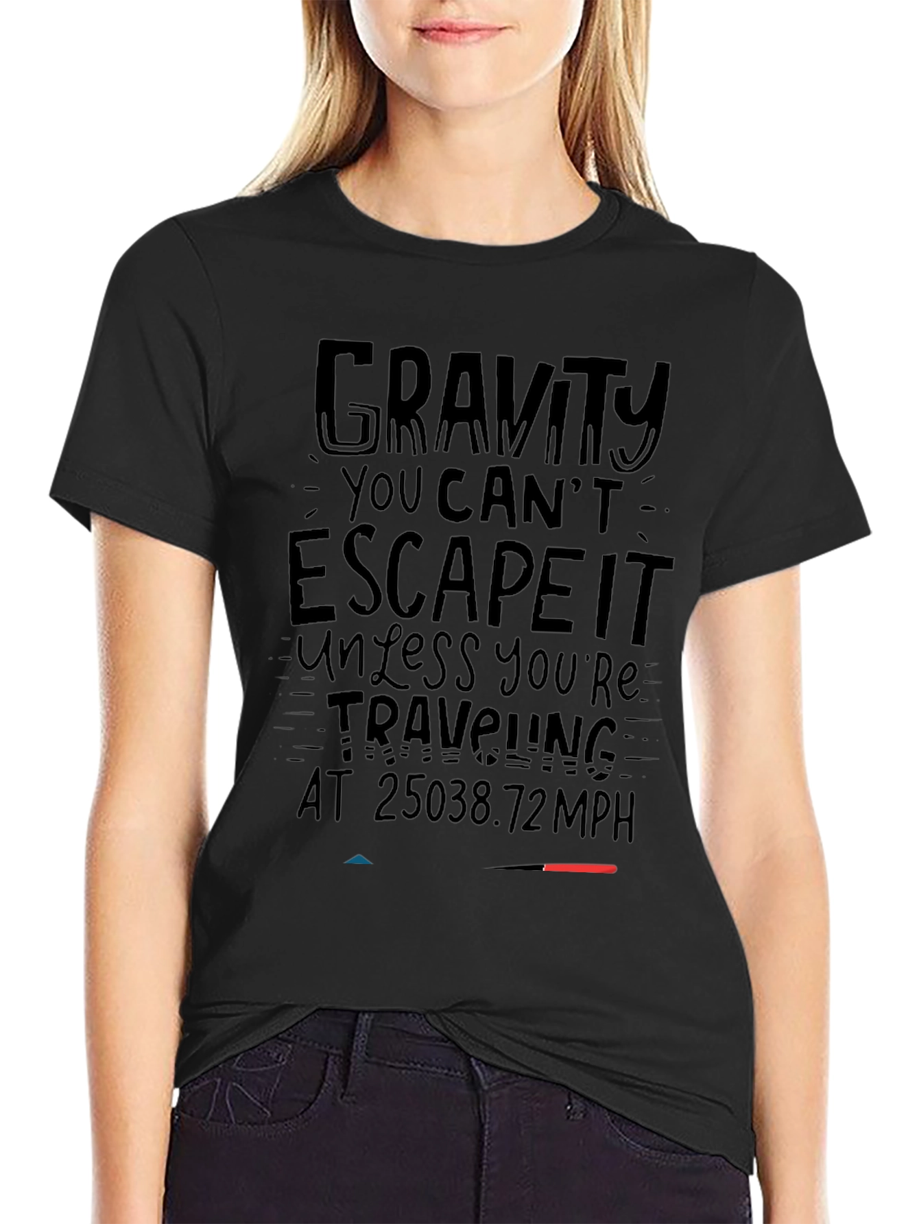 Gravity Escape Speed Black Graphic T-Shirt