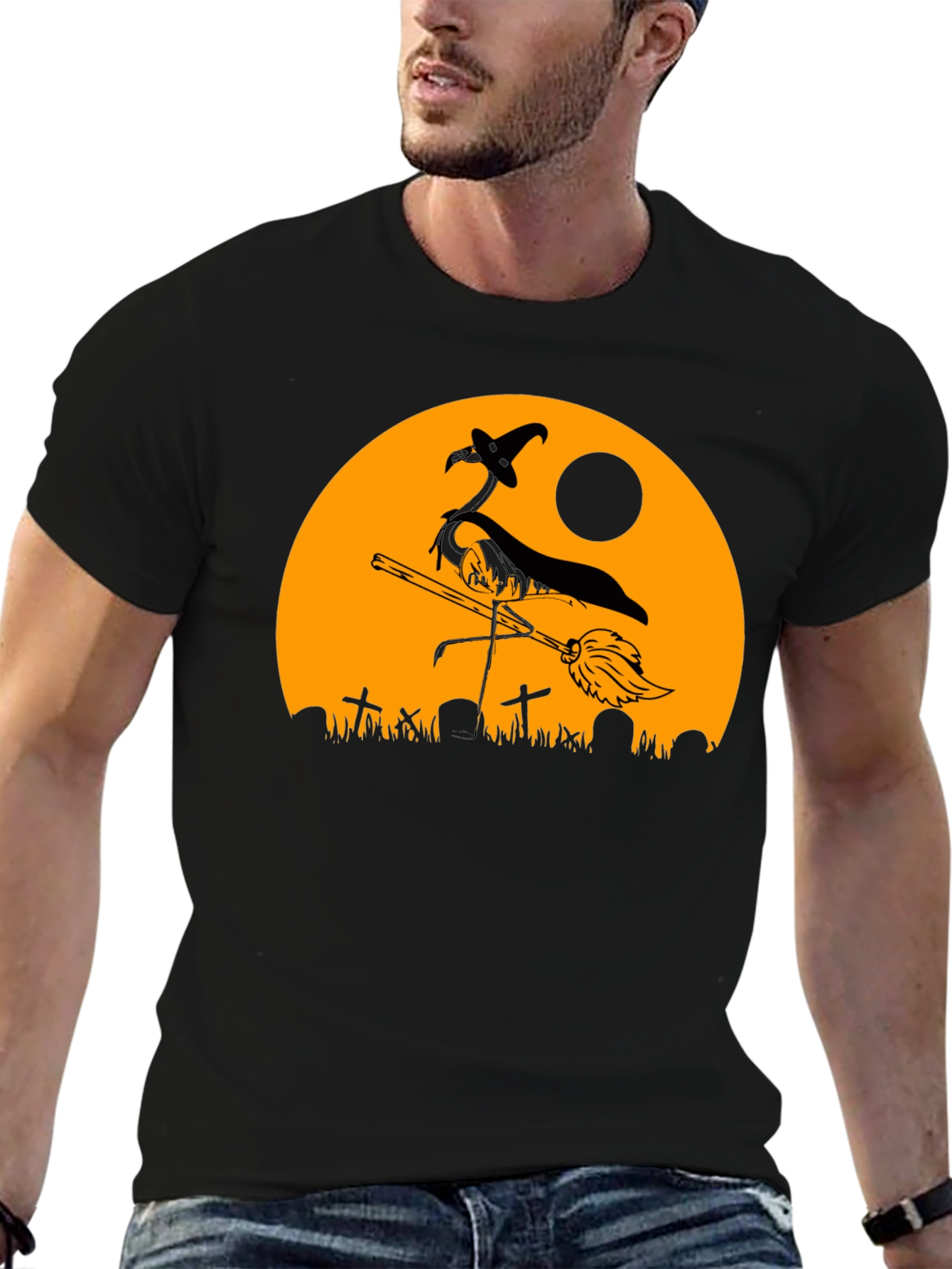 Halloween Witch Flamingo T-Shirt