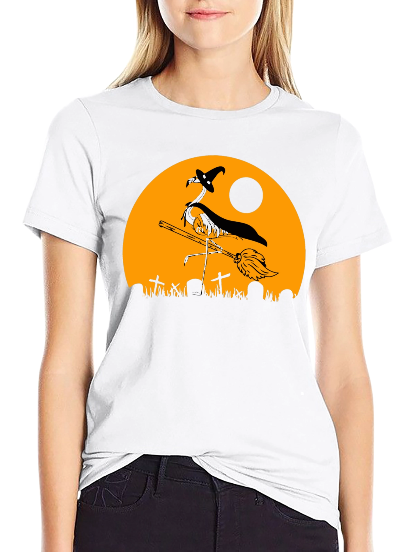Halloween Witch Flamingo T-Shirt