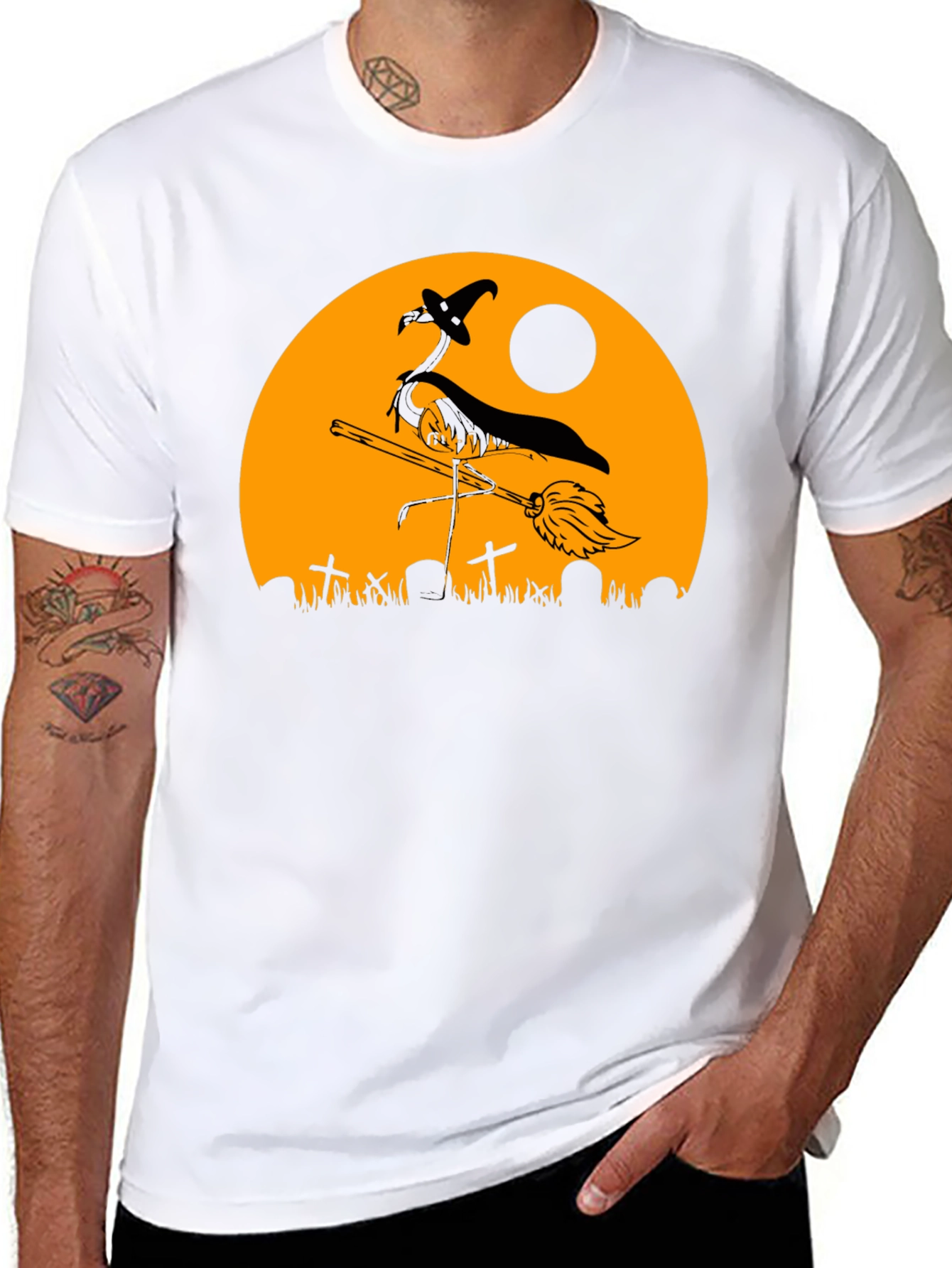 Halloween Witch Flamingo T-Shirt