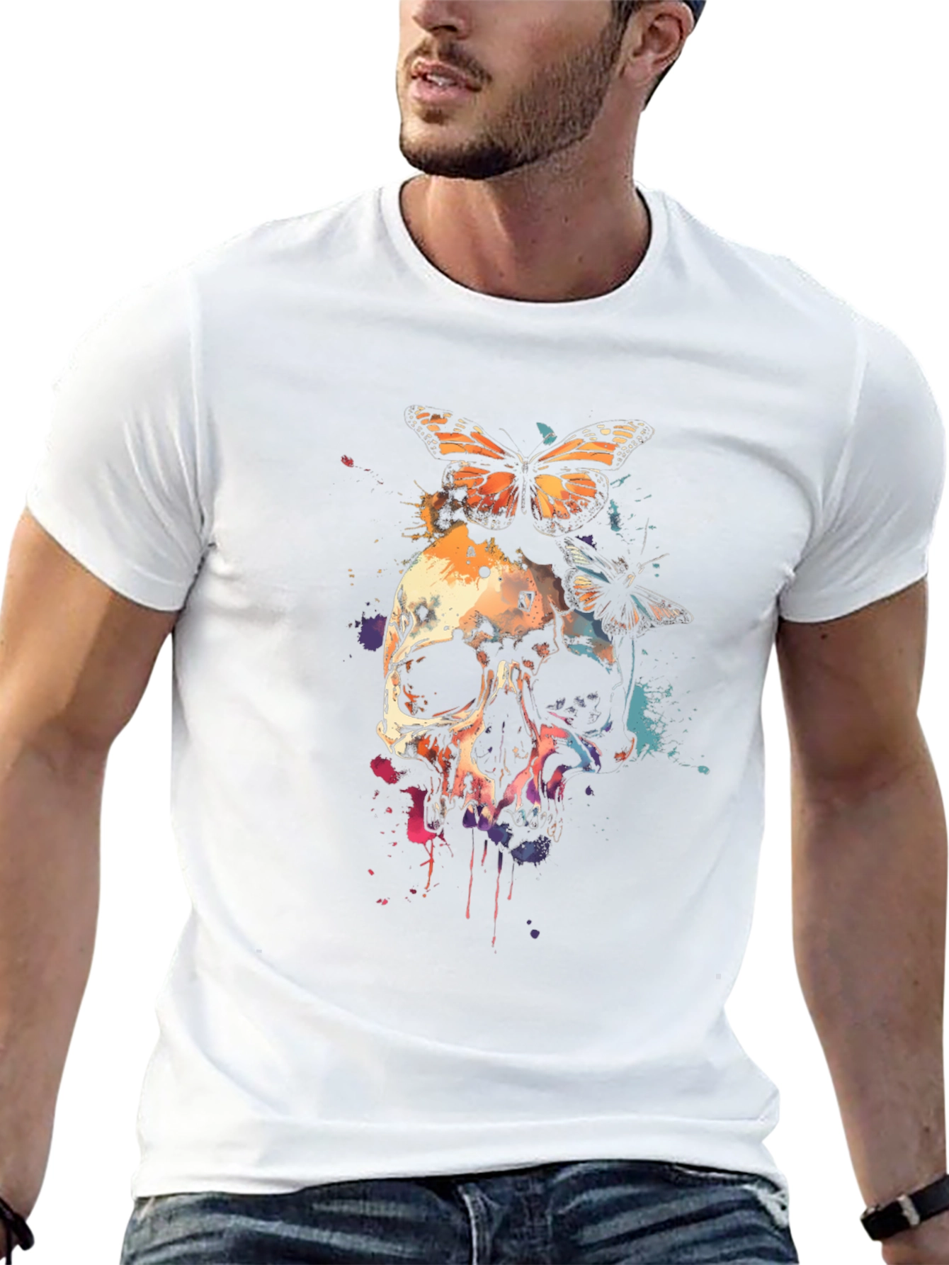 Skull Butterfly Graphic Tee - Unique Design