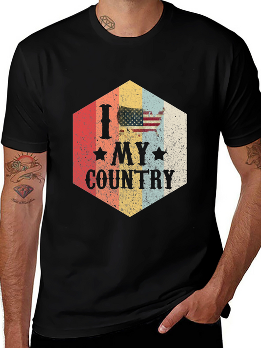 I Love My Country Graphic Tee - Patriotic USA Flag T-Shirt