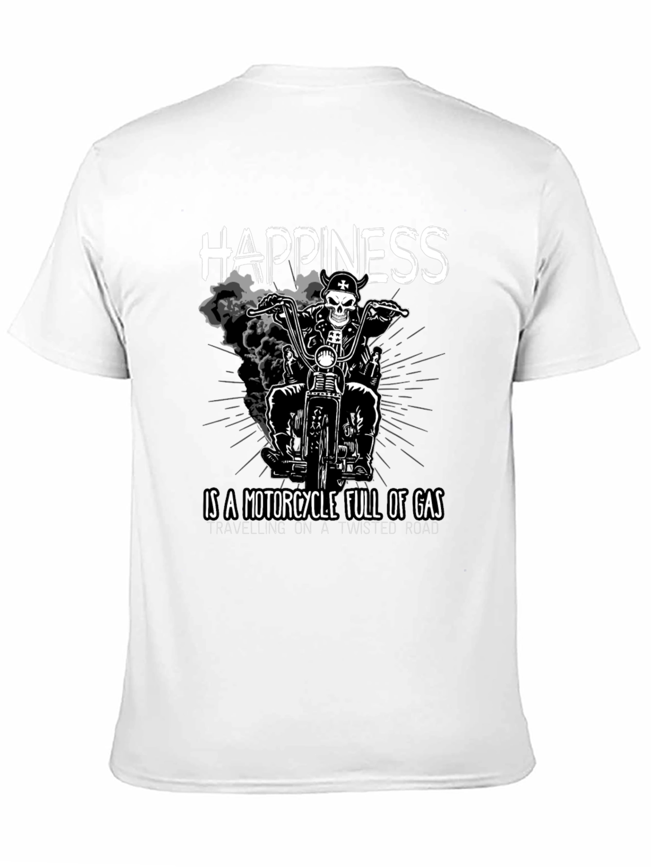 Happiness Motorcycle Black Graphic T-Shirt