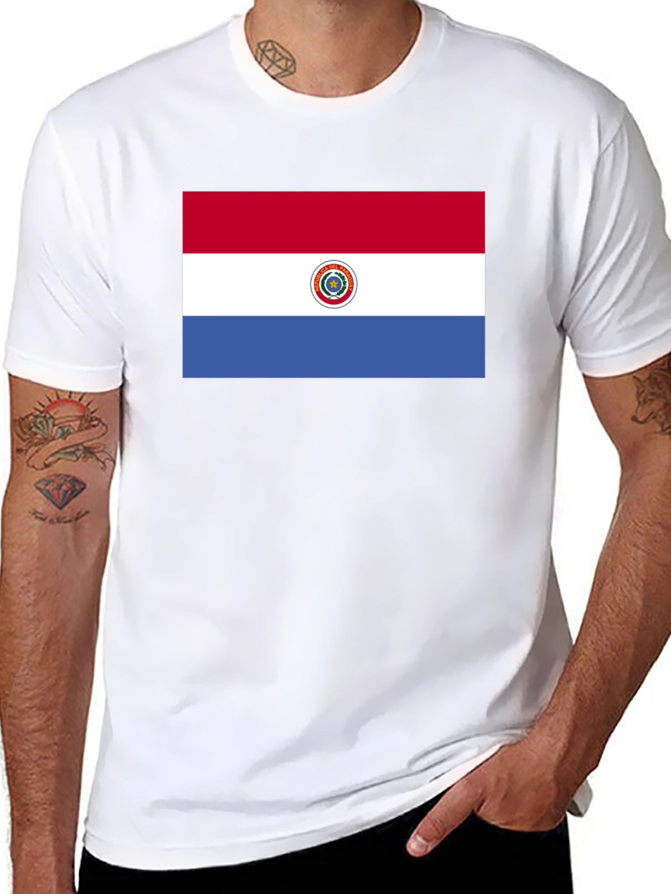 Paraguay Flag Graphic Tee - Black Cotton T-Shirt