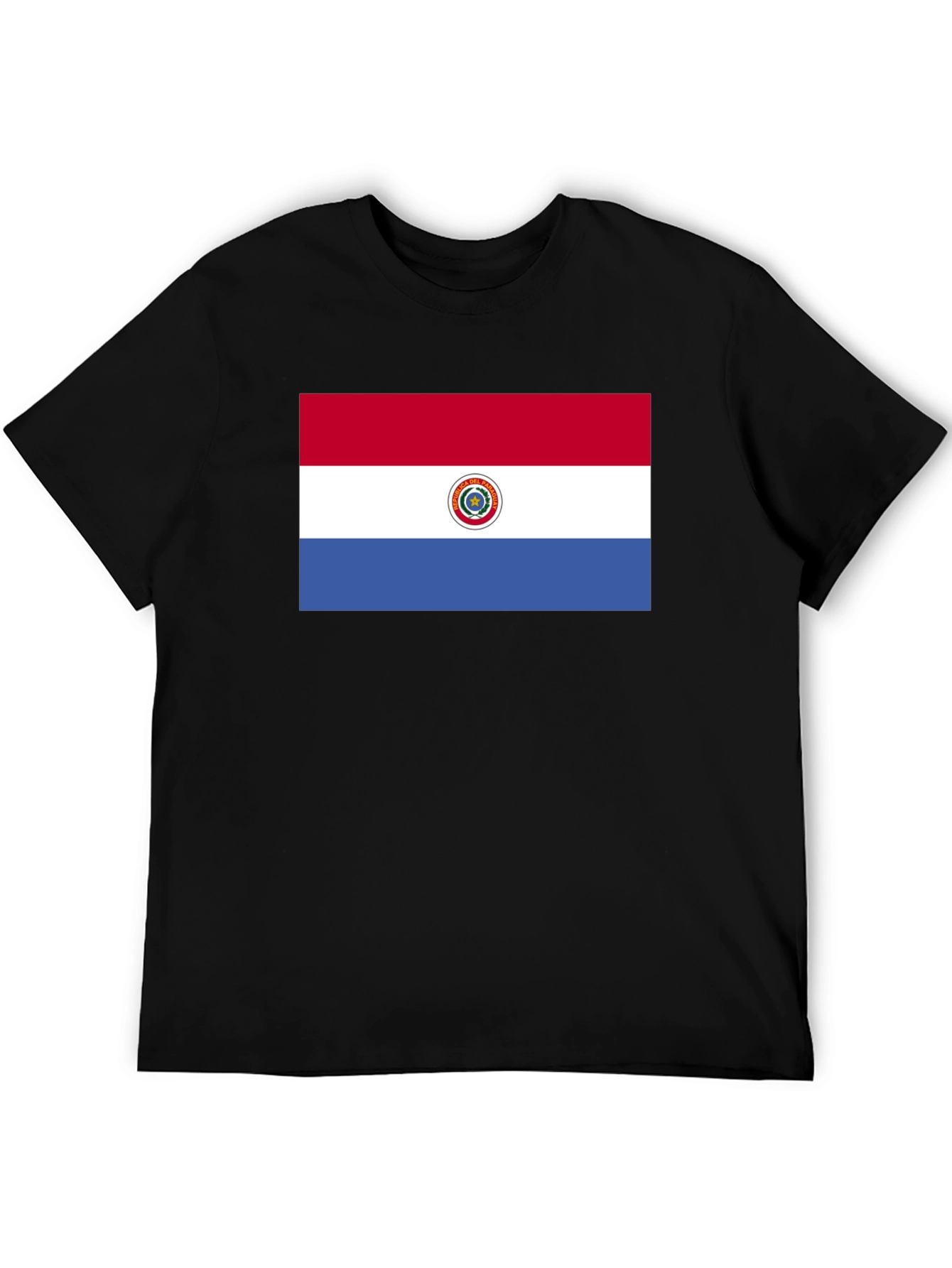 Paraguay Flag Graphic Tee - Black Cotton T-Shirt