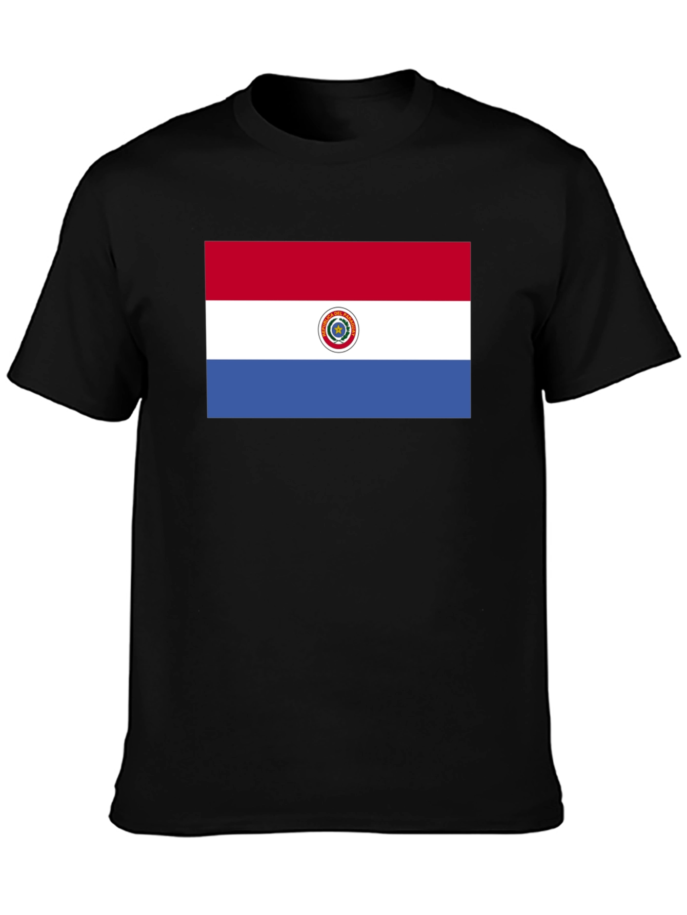 Paraguay Flag Graphic Tee - Black Cotton T-Shirt