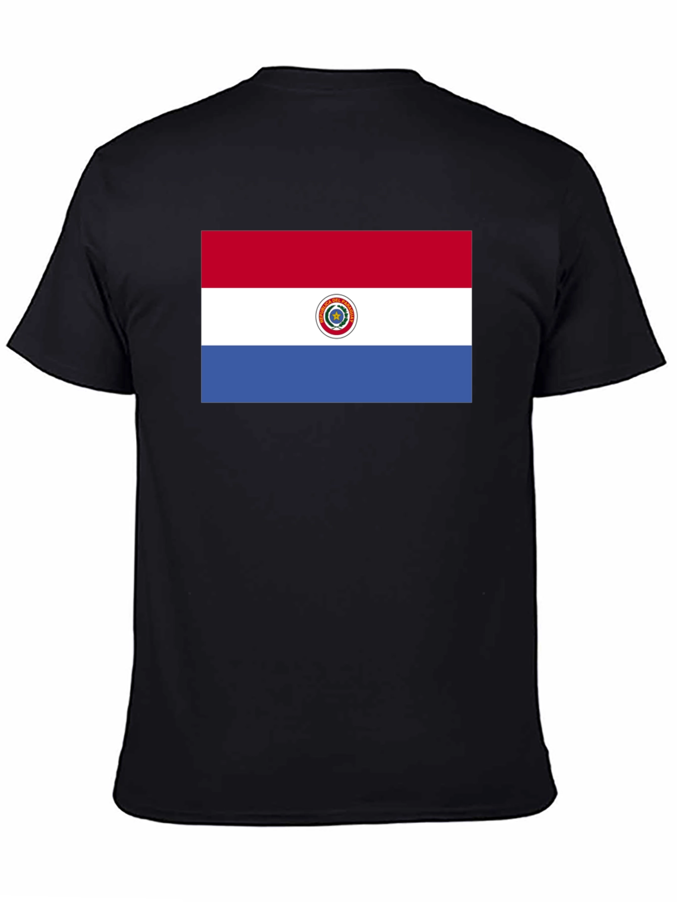 Paraguay Flag Graphic Tee - Black Cotton T-Shirt