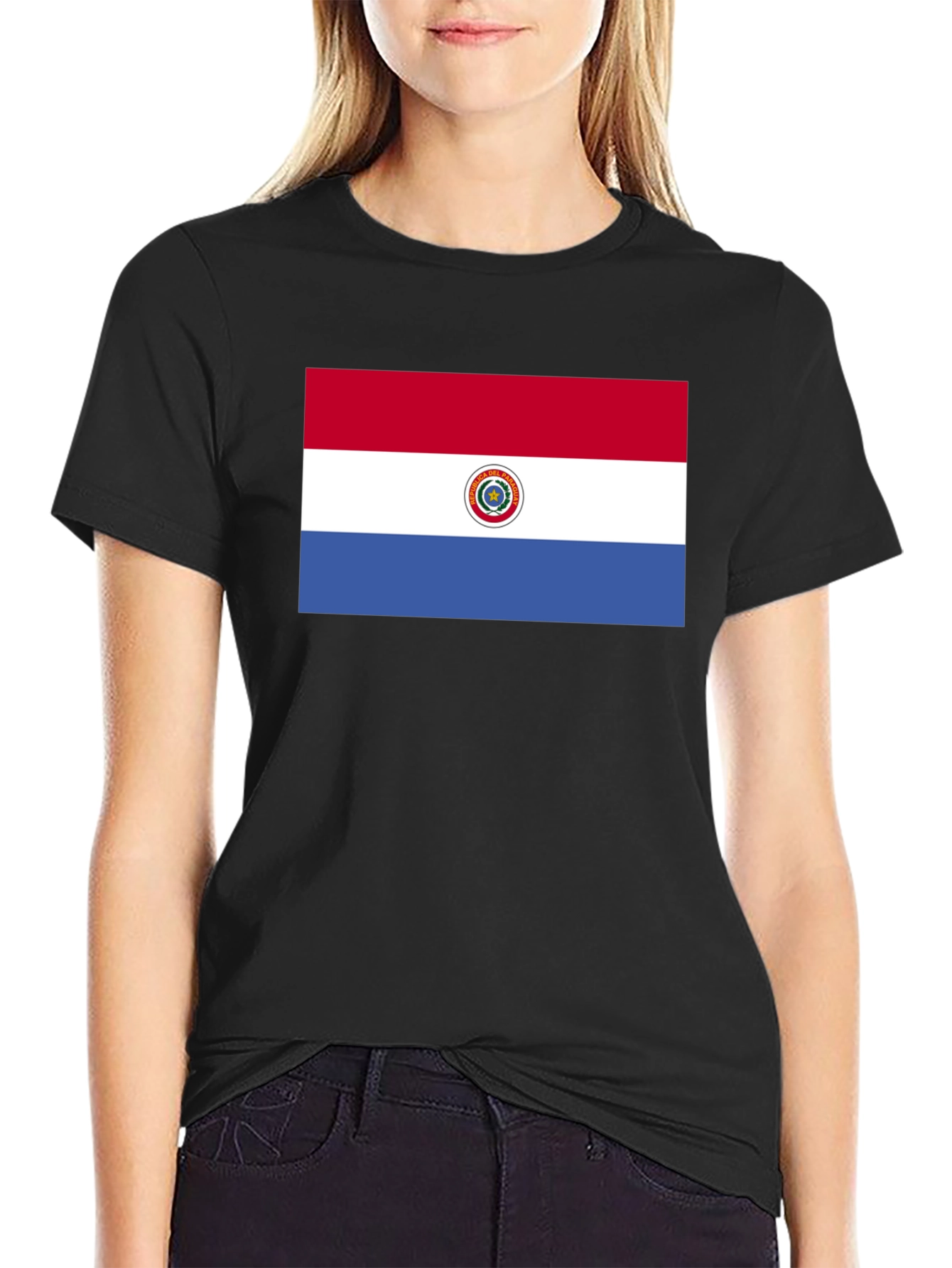 Paraguay Flag Graphic Tee - Black Cotton T-Shirt