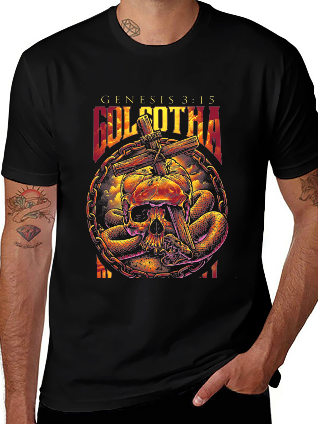 Golgotha Genesis 3:15 Skull & Snake Graphic T-Shirt